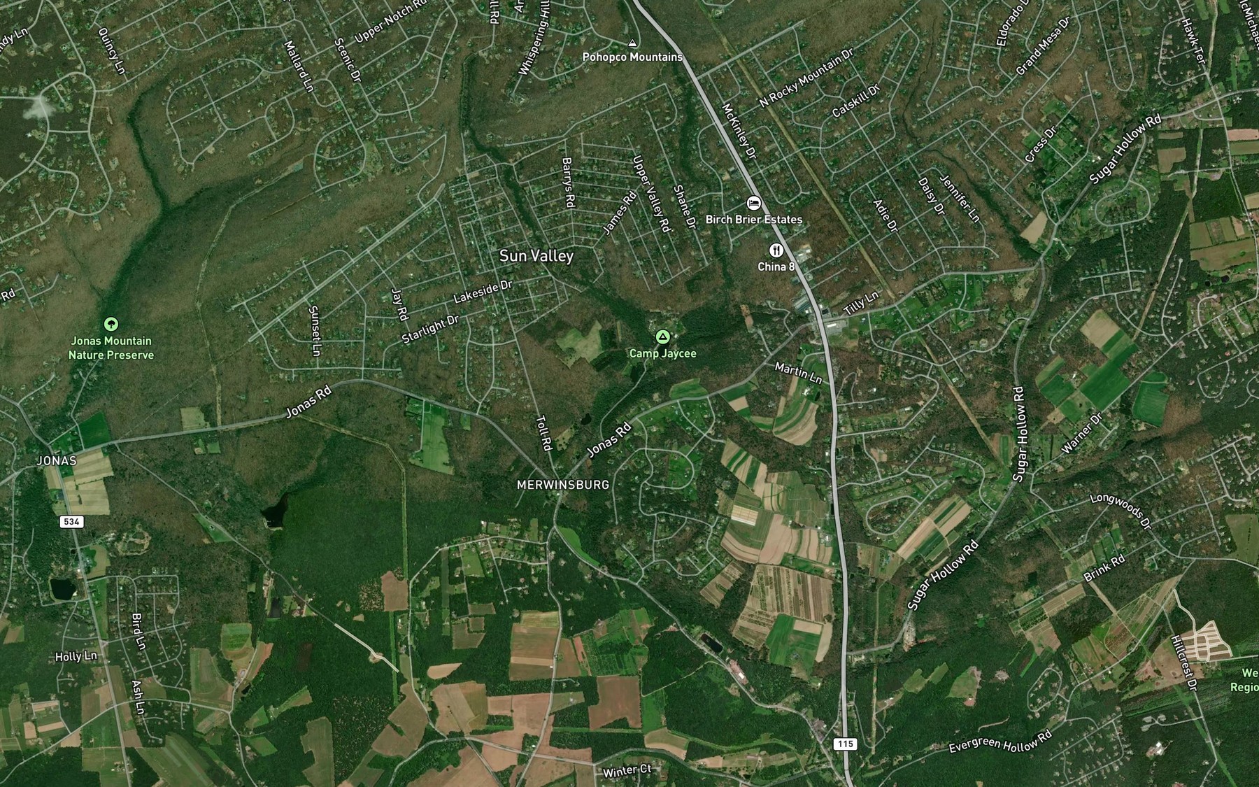 Satellite map of the Poplar Creek