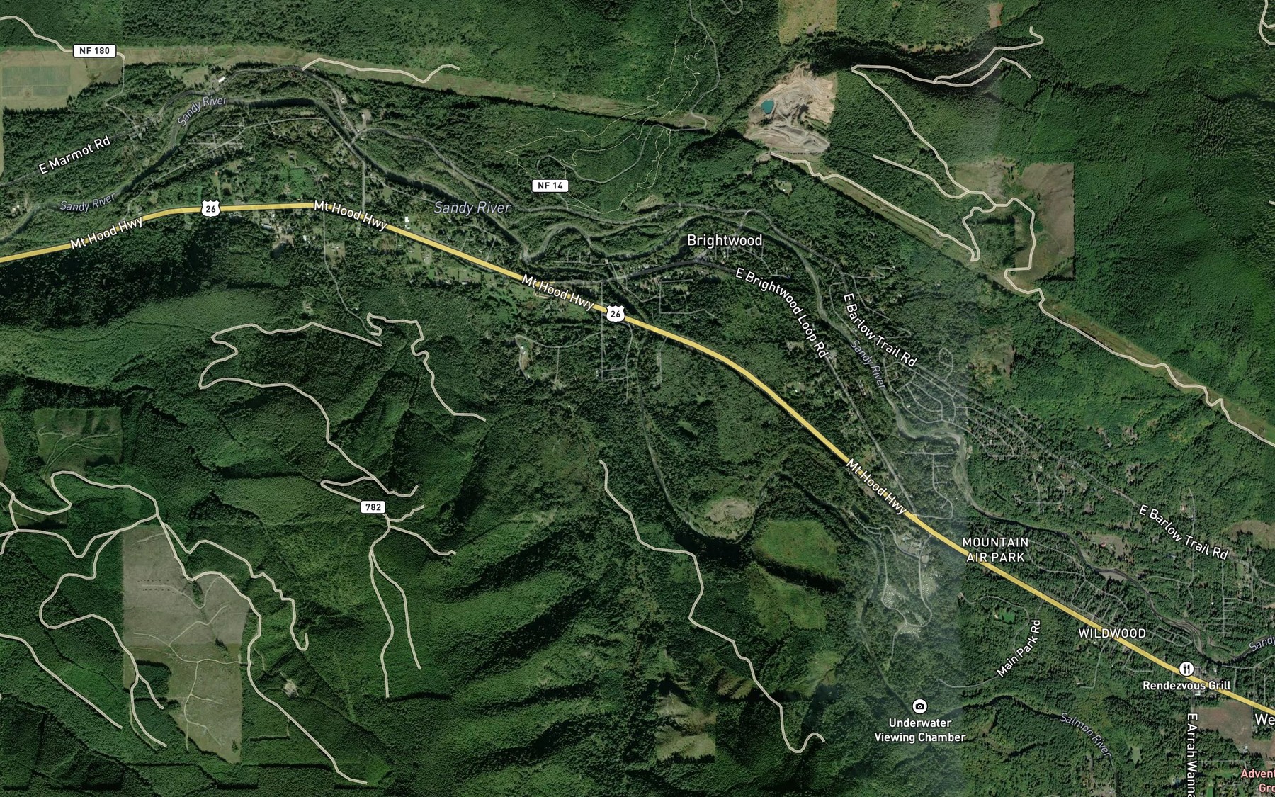 Satellite map of the Boulder Creek