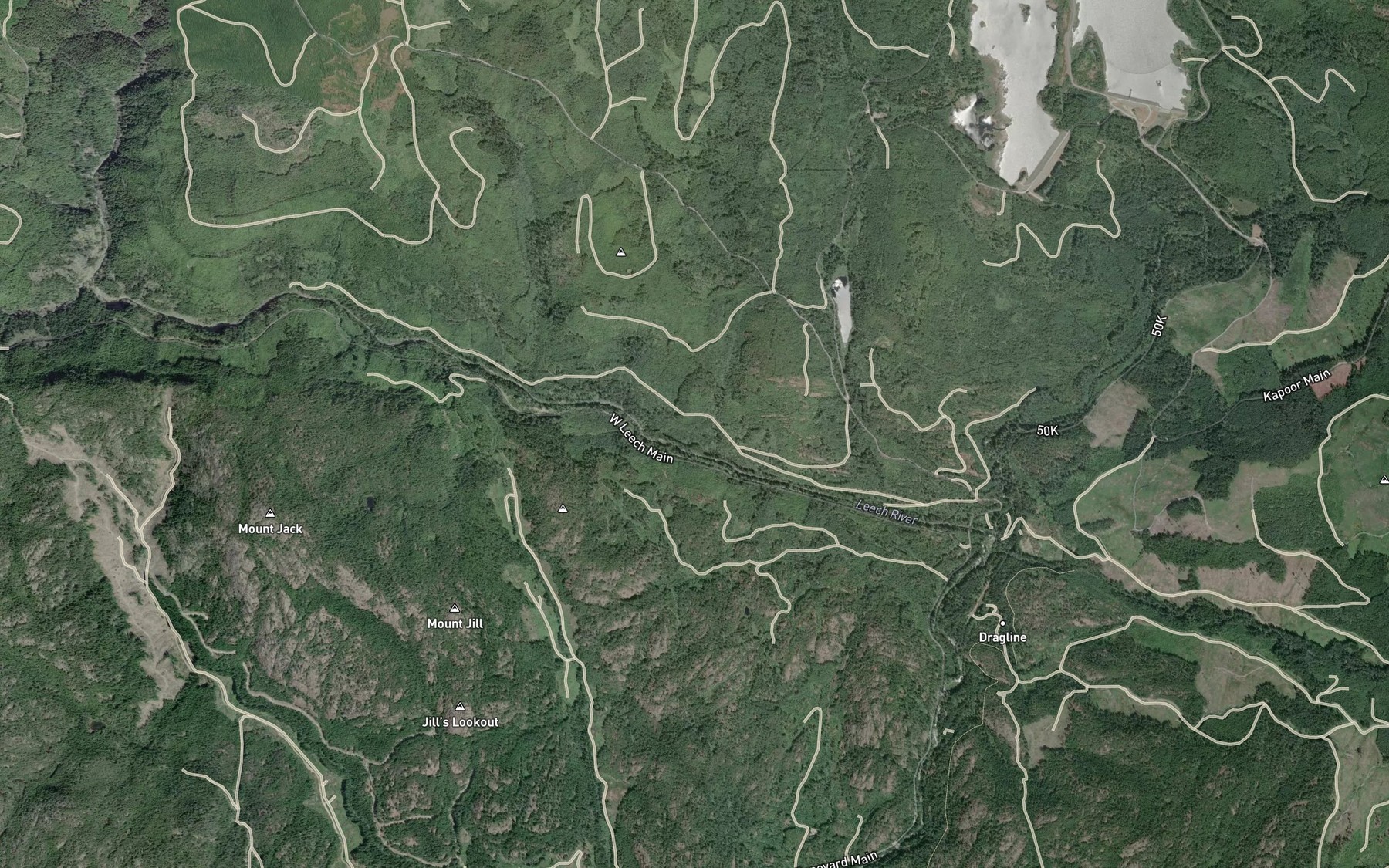 Satellite map of the Williamson Creek