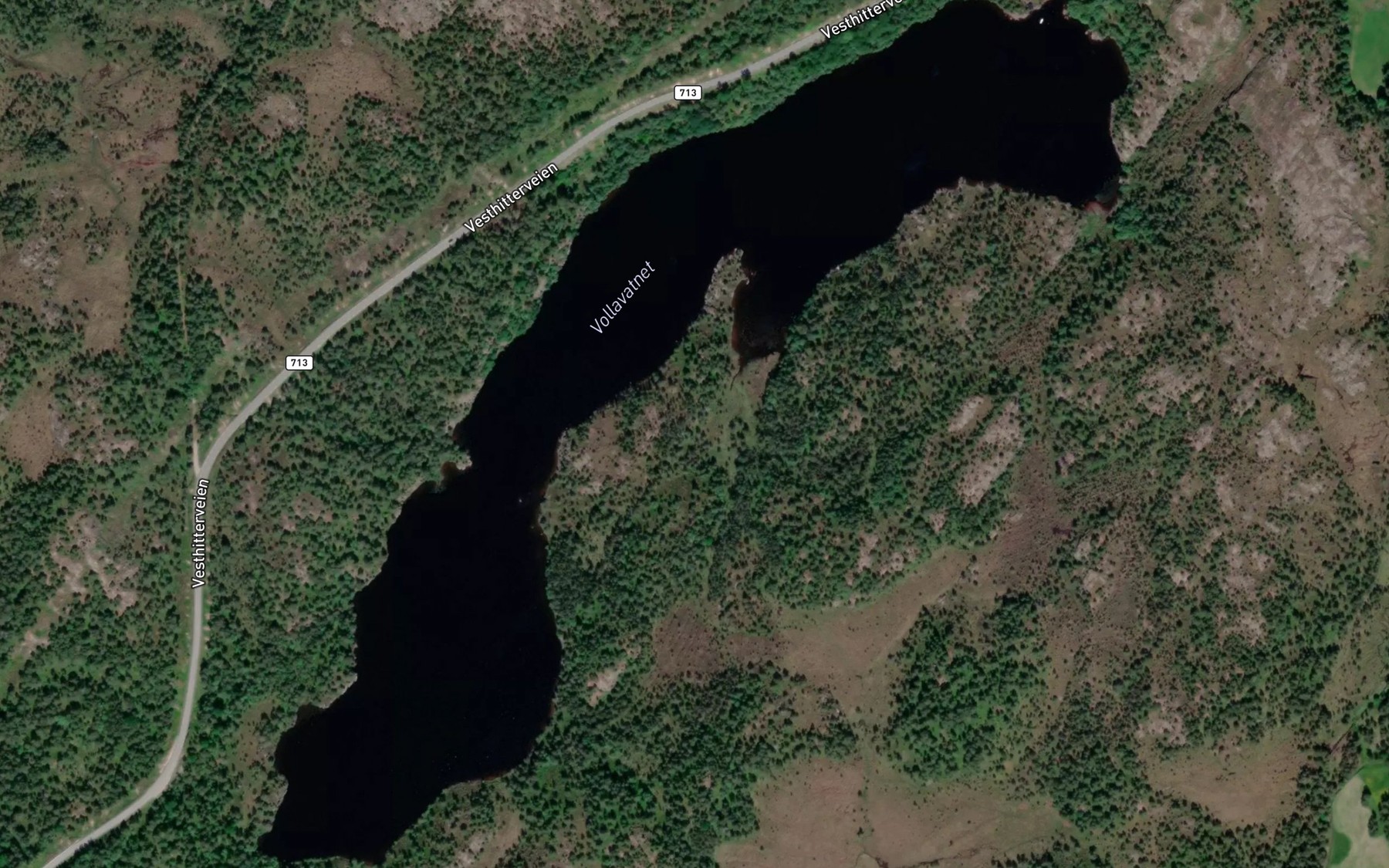 Satellite map of the Vollavatnet