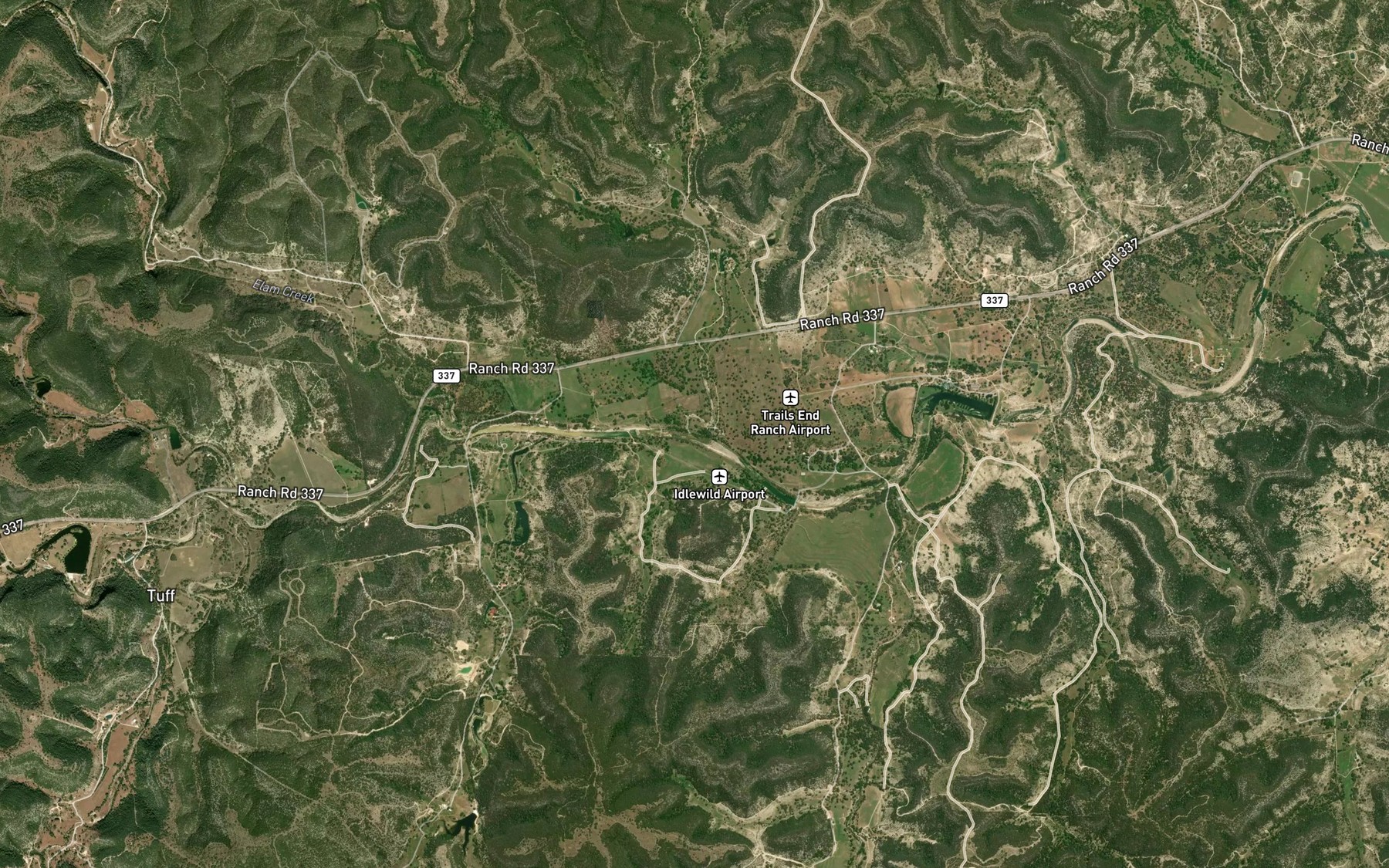 Satellite map of the Bauerlein Creek