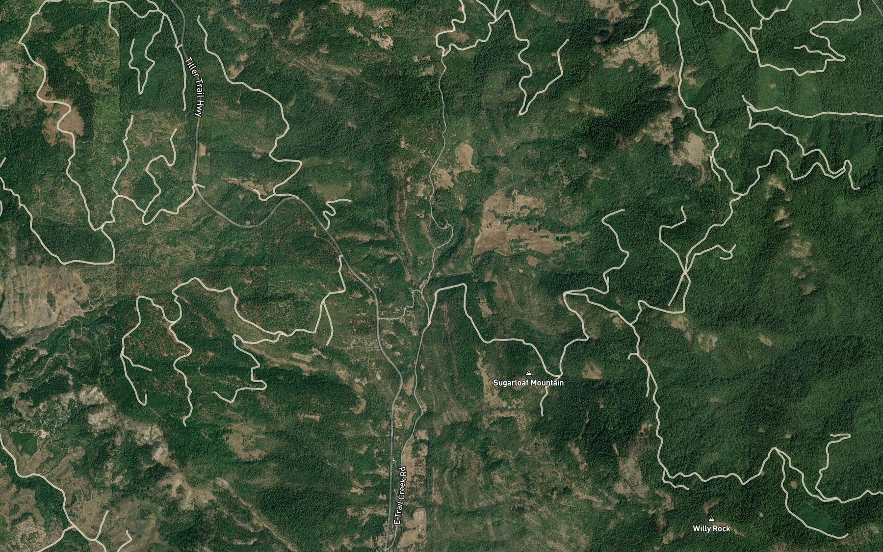 Satellite map of the Toothacher Creek