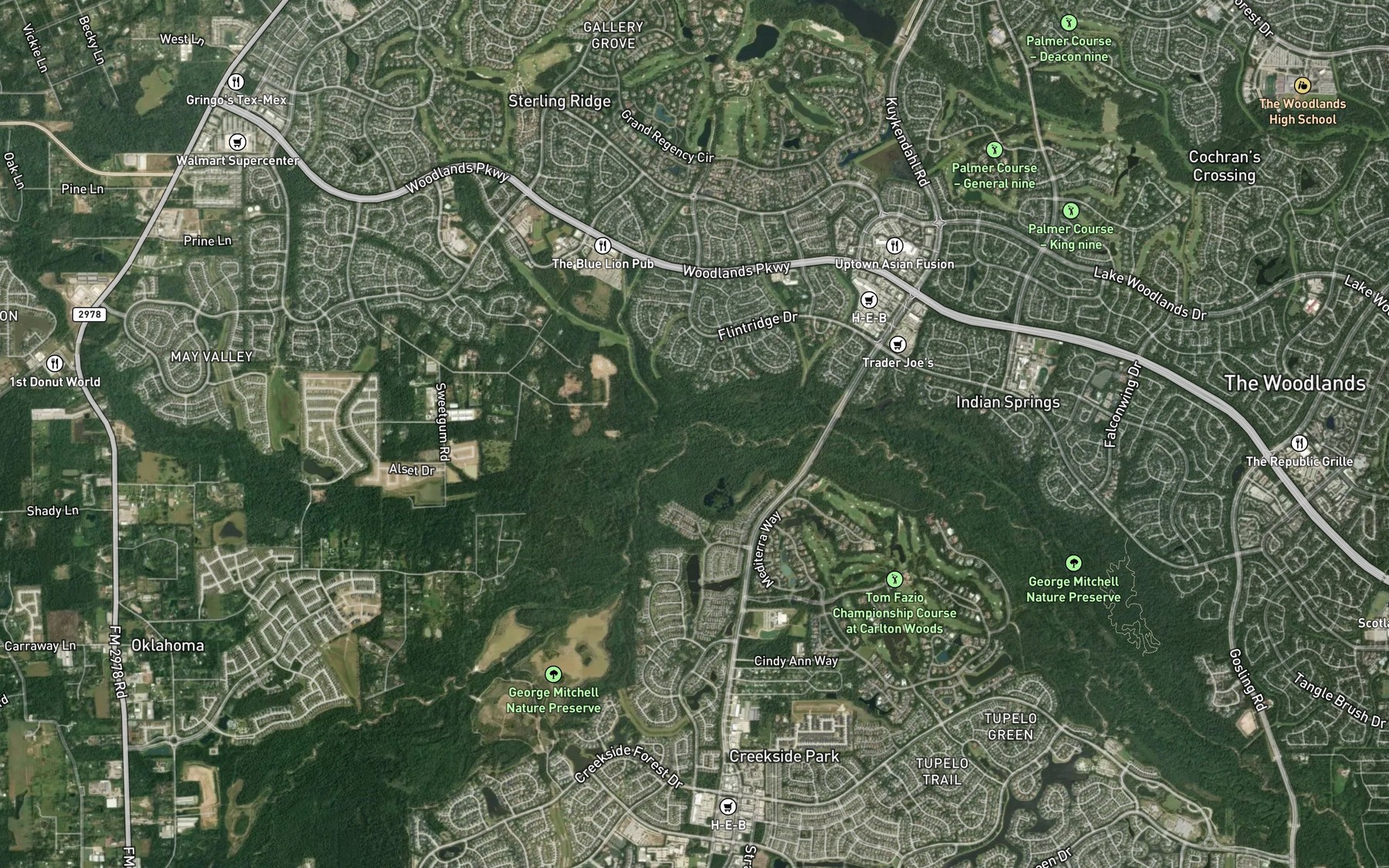 Satellite map of the Dry Creek