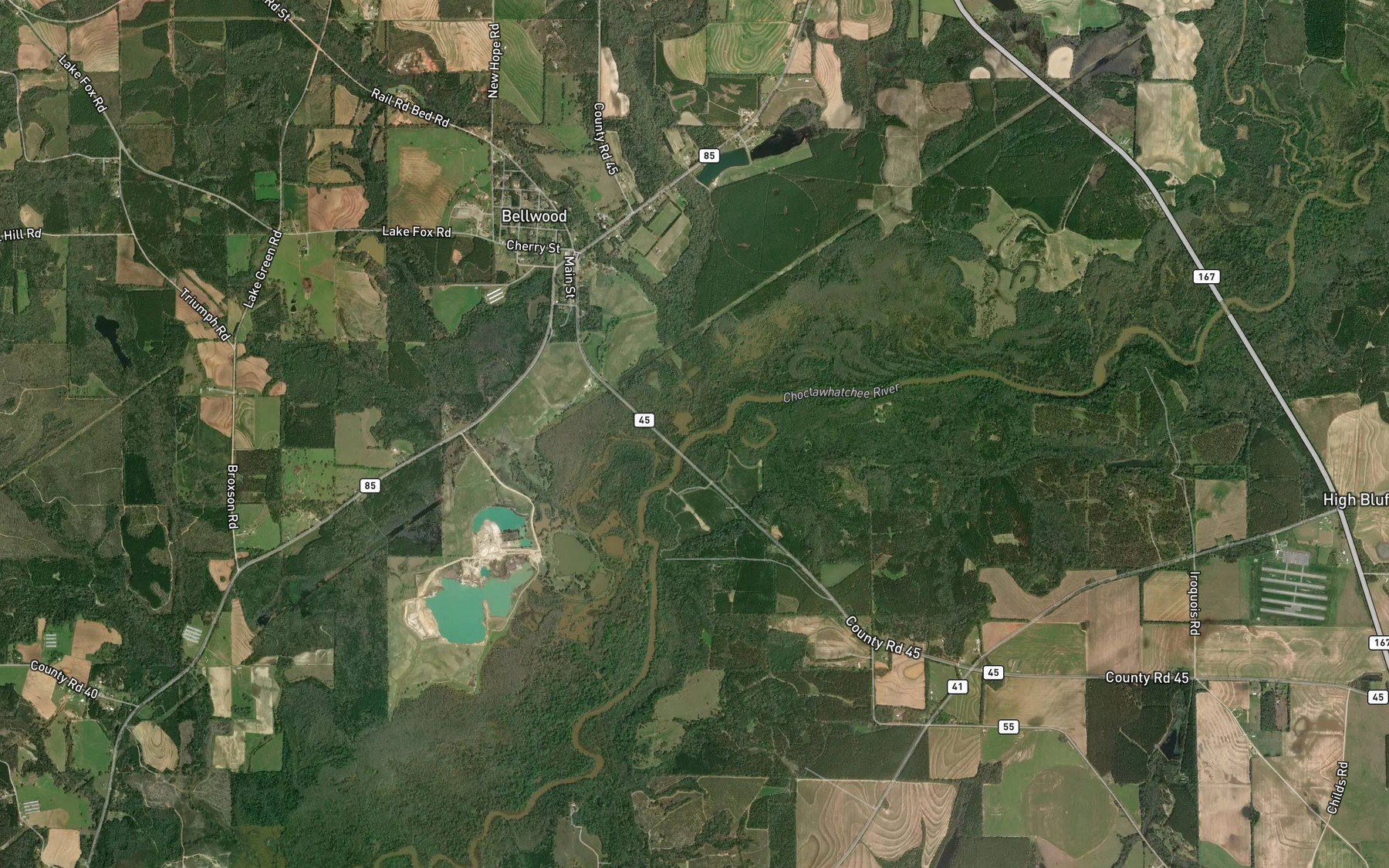 Satellite map of the Wilkerson Creek