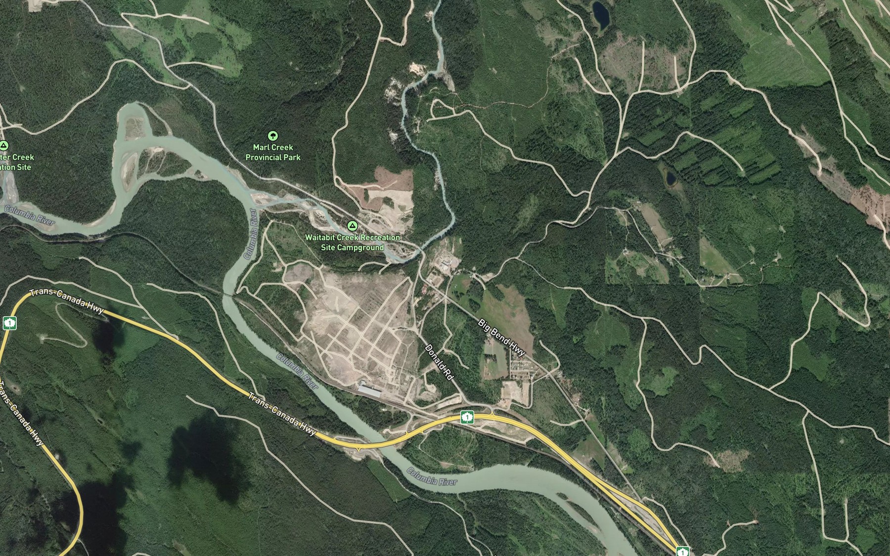 Satellite map of the Colepitts Creek