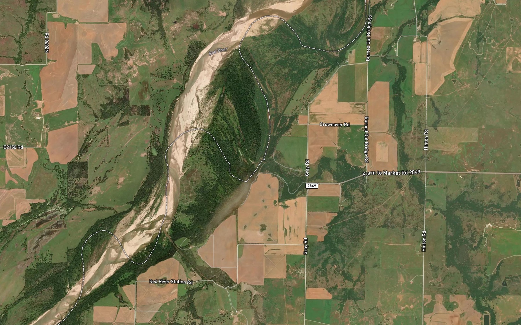 Satellite map of the Pecan Creek