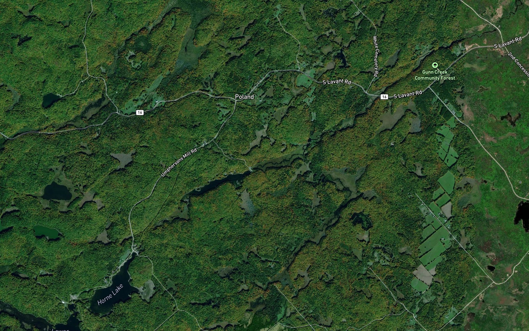 Satellite map of the Poland Creek