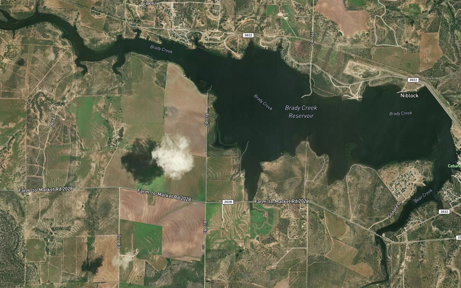 Satellite map of the Brady Reservoir
