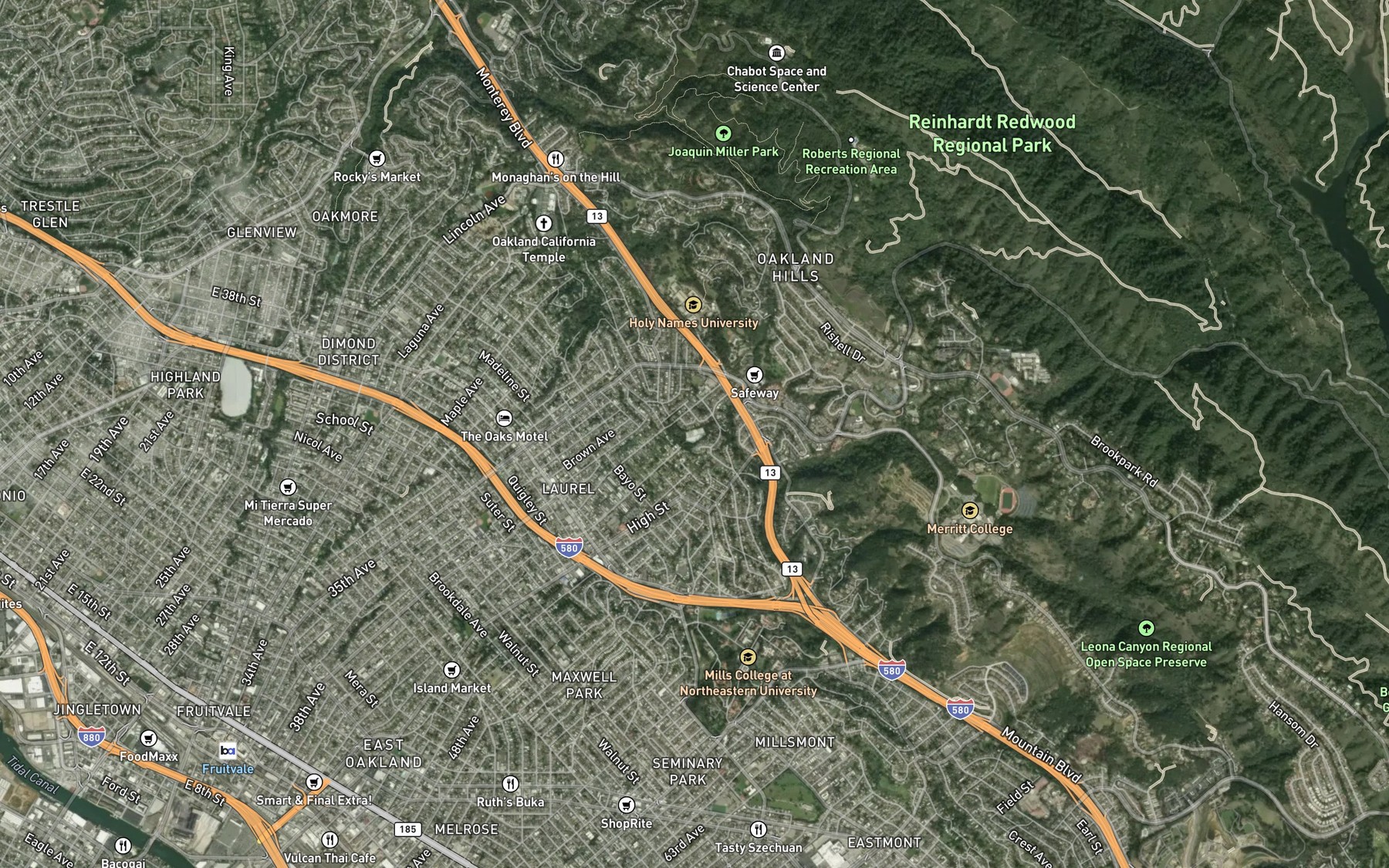 Satellite map of the Thirtyninth Avenue Reservoir