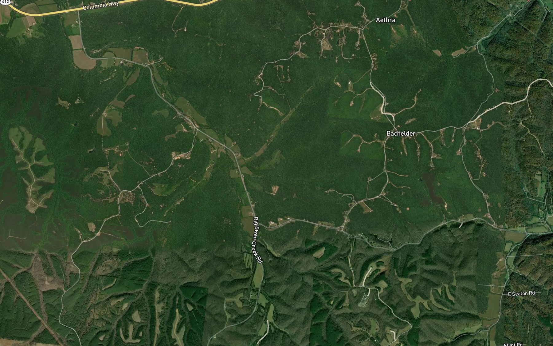 Satellite map of the Pogue Branch