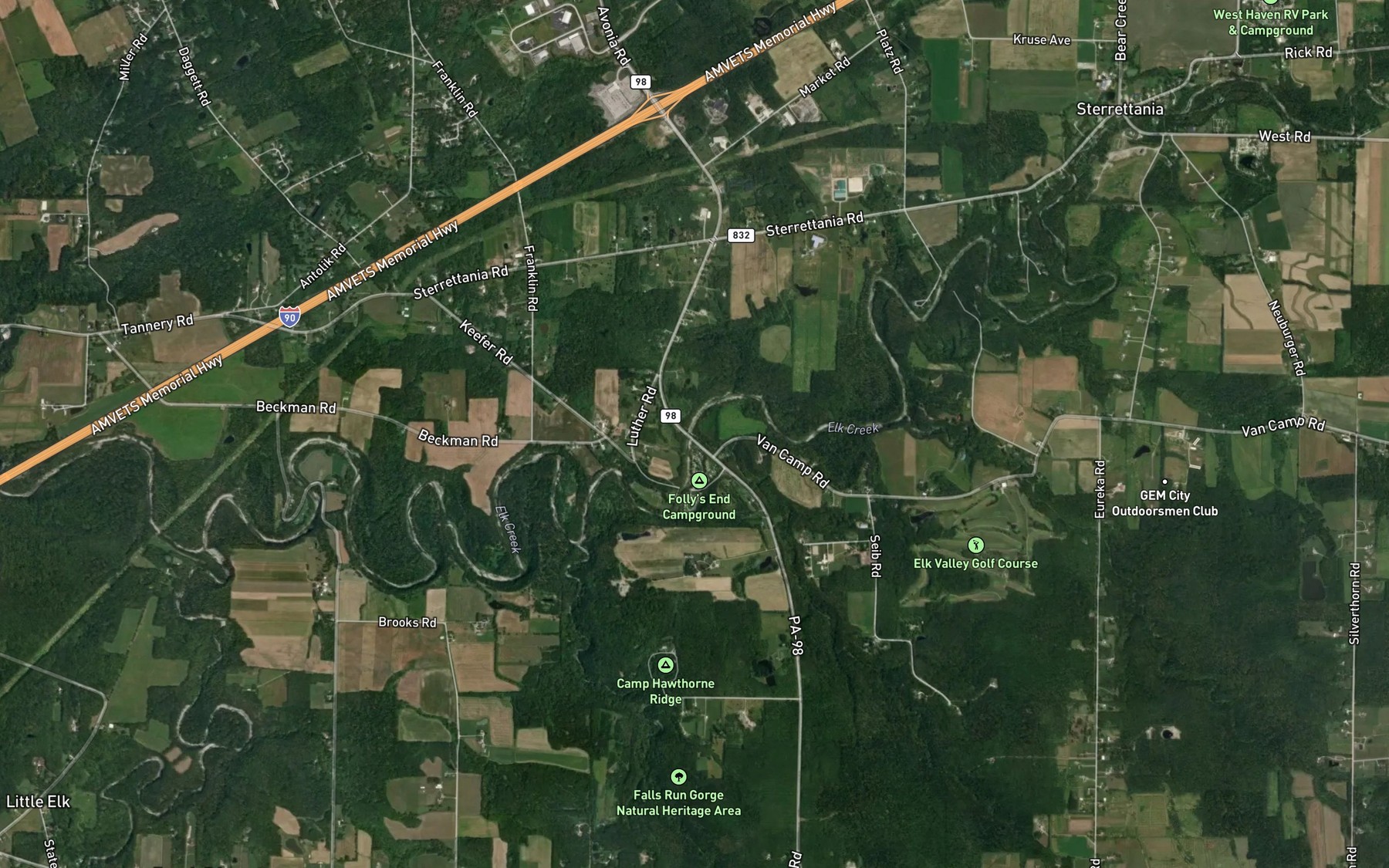 Satellite map of the Goodban Run