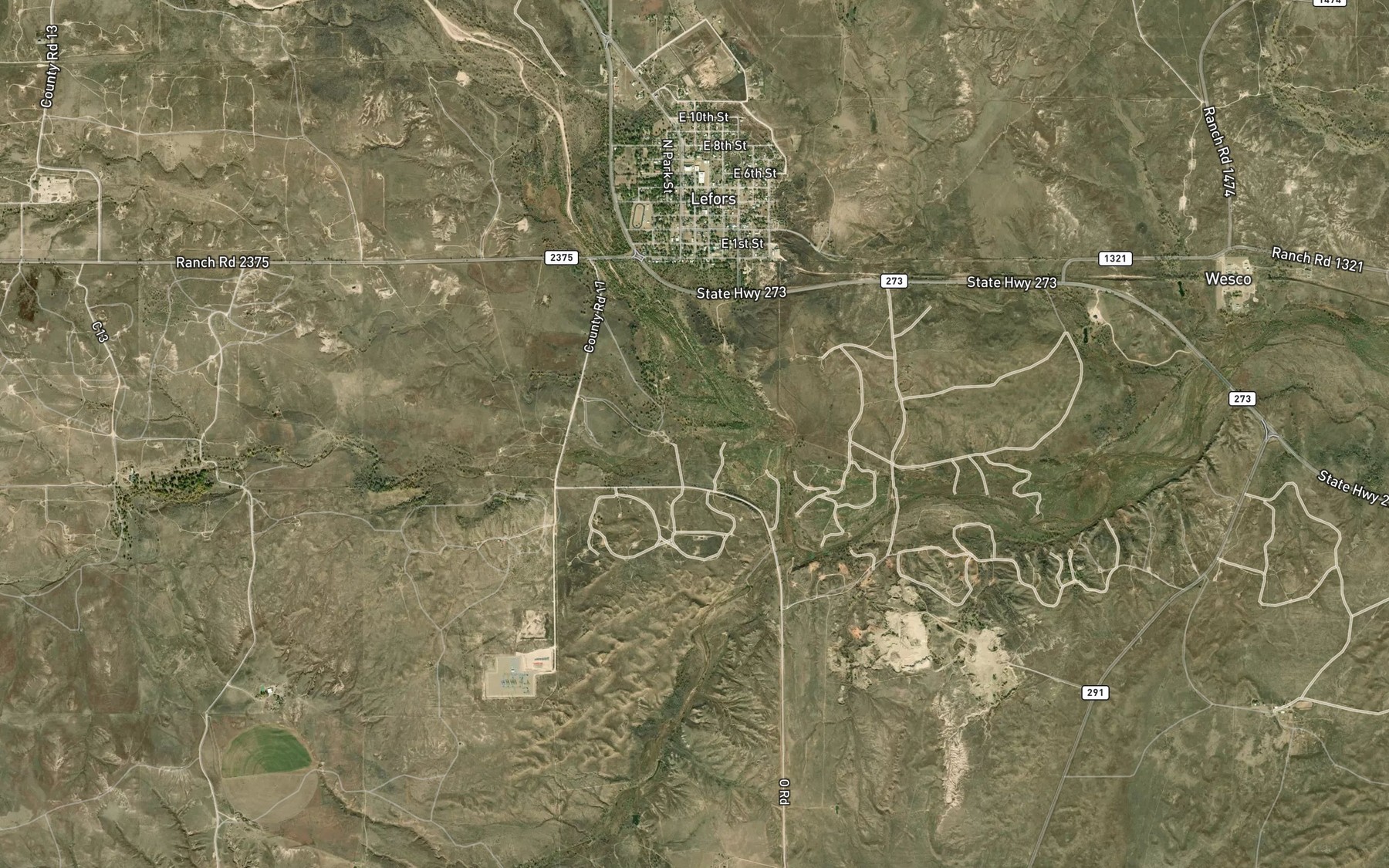 Satellite map of the Plum Creek