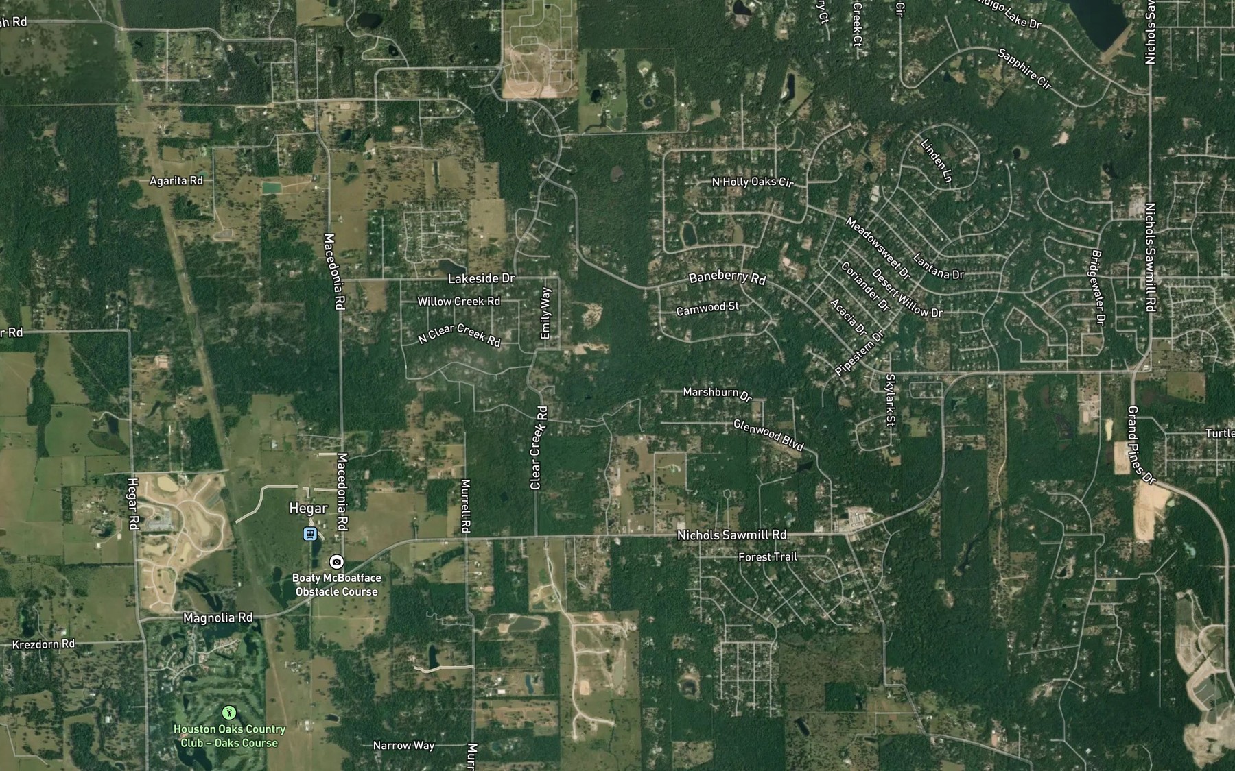 Satellite map of the Brushy Creek