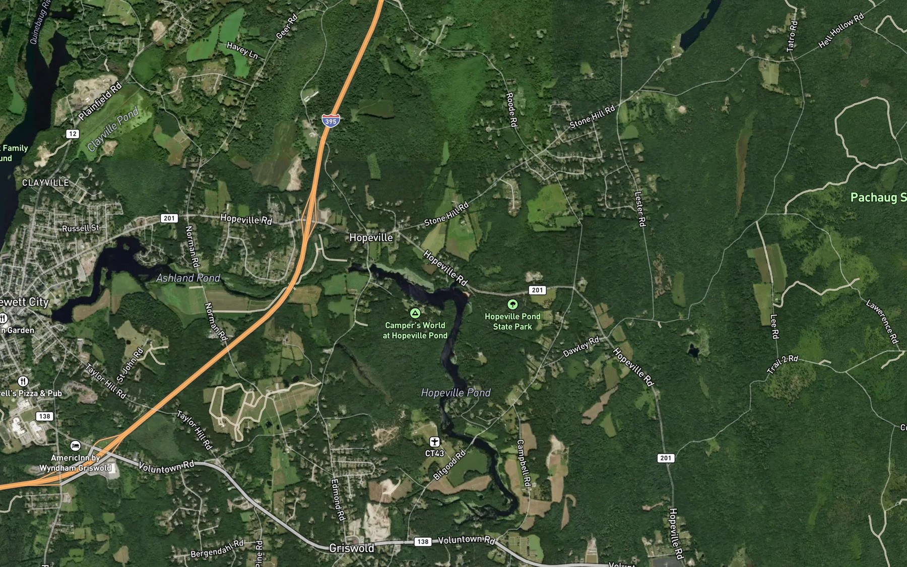 Satellite map of the Partridge Brook