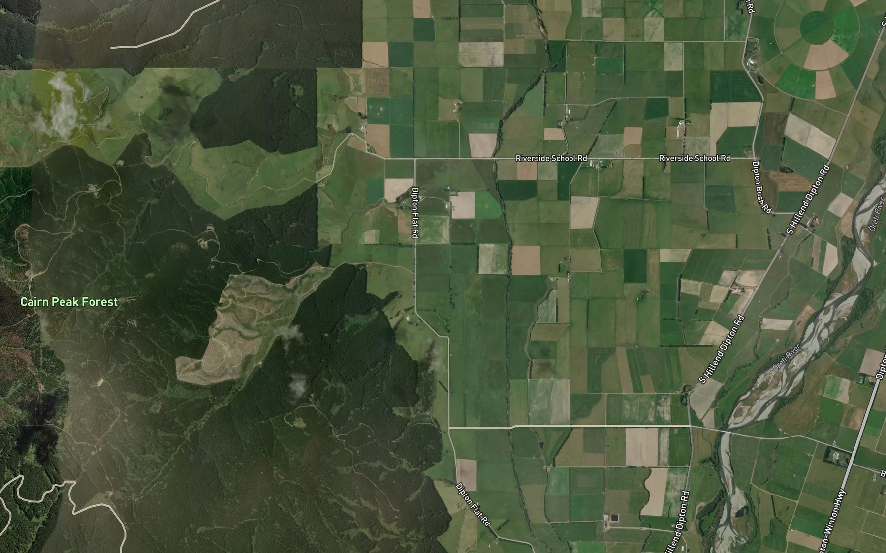 Satellite map of the Dipton Stream