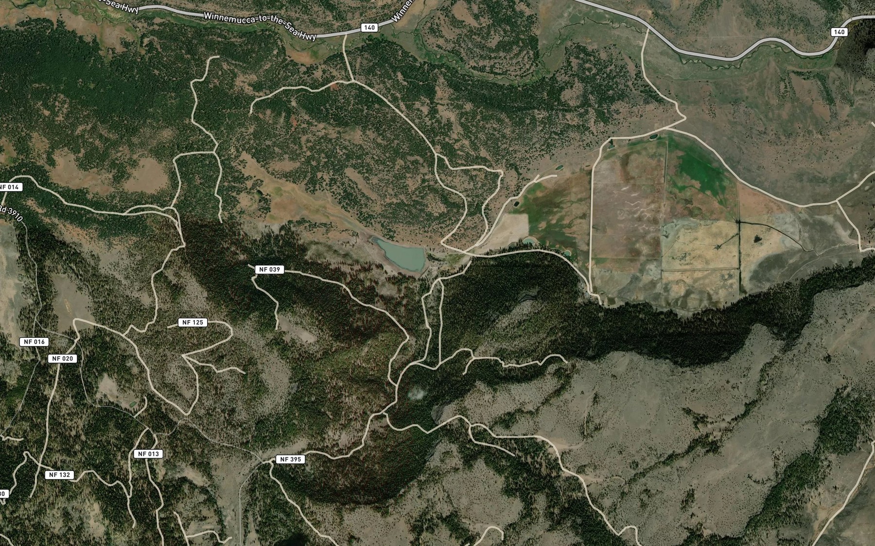 Satellite map of the Whiskey Creek