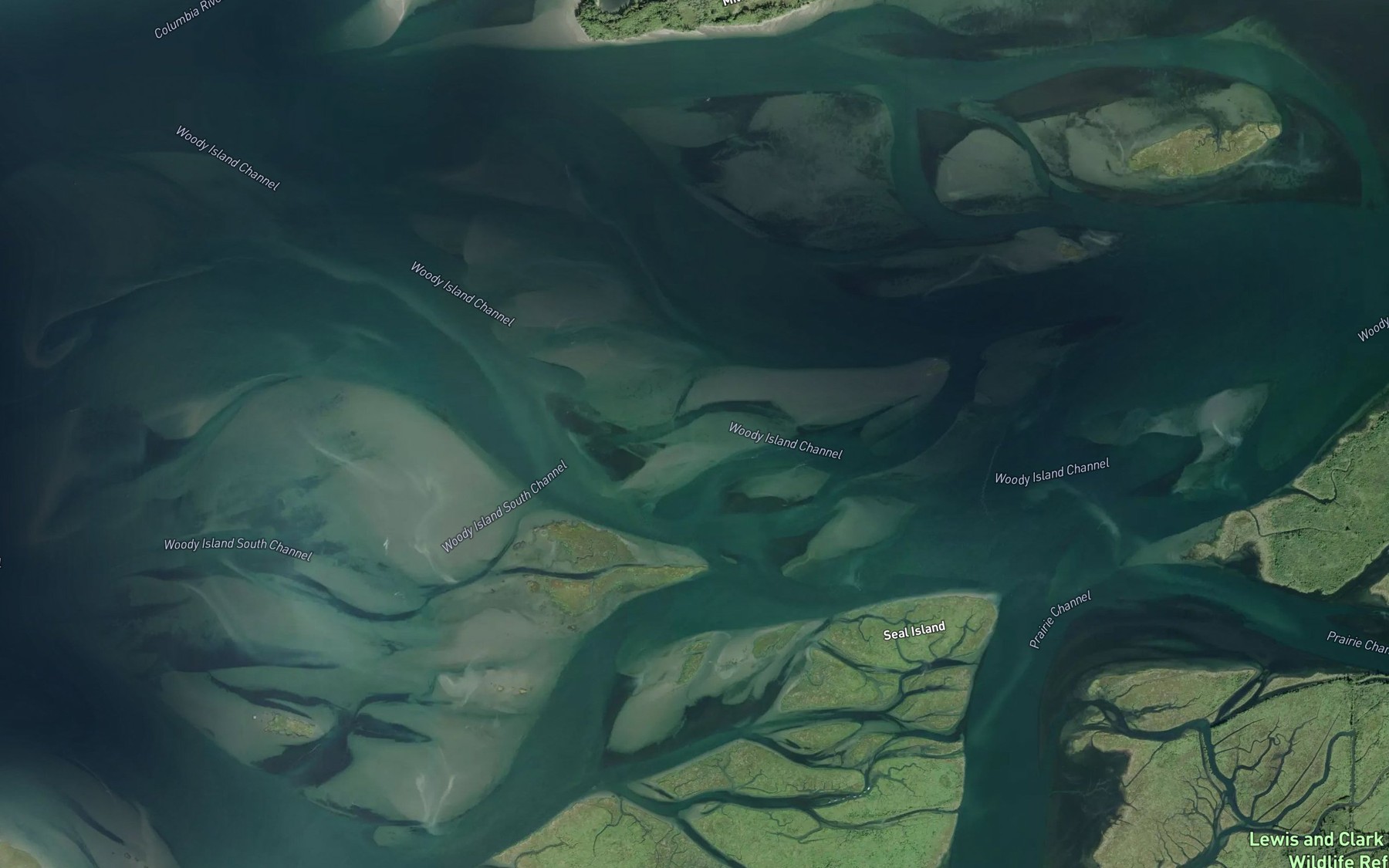 Satellite map of the Woody Island Channel