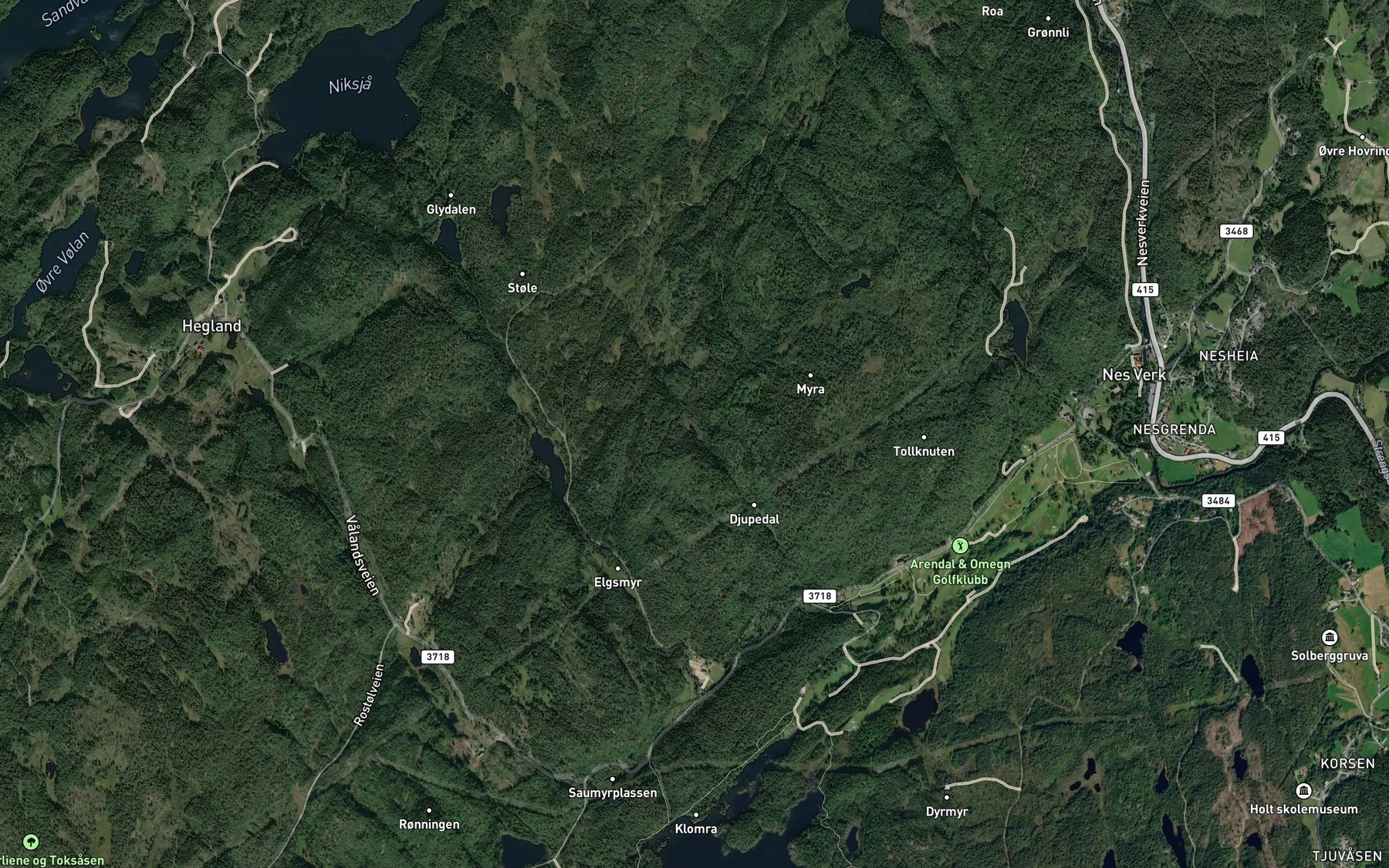 Satellite map of the Djupedalstjenn