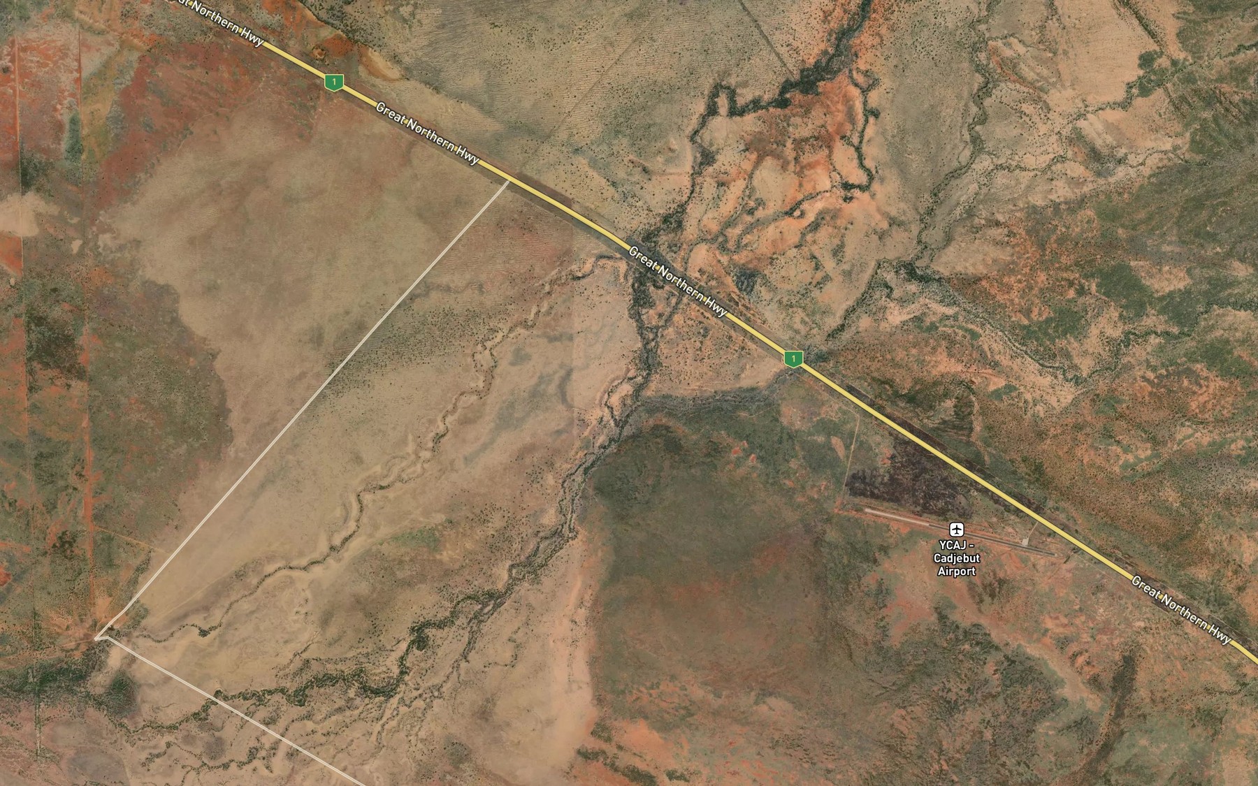 Satellite map of the Prices Creek