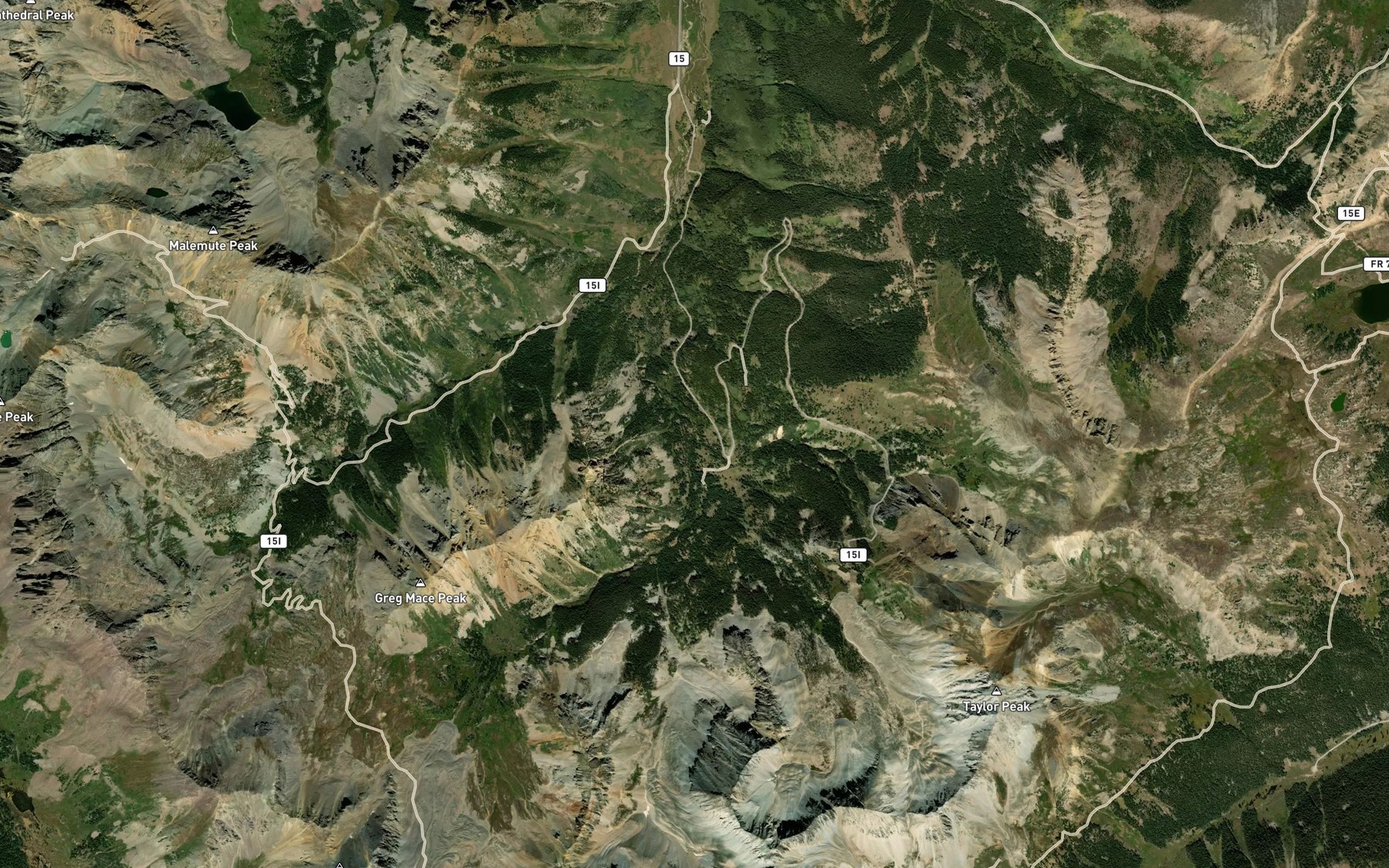 Satellite map of the Cooper Fork Cooper Creek