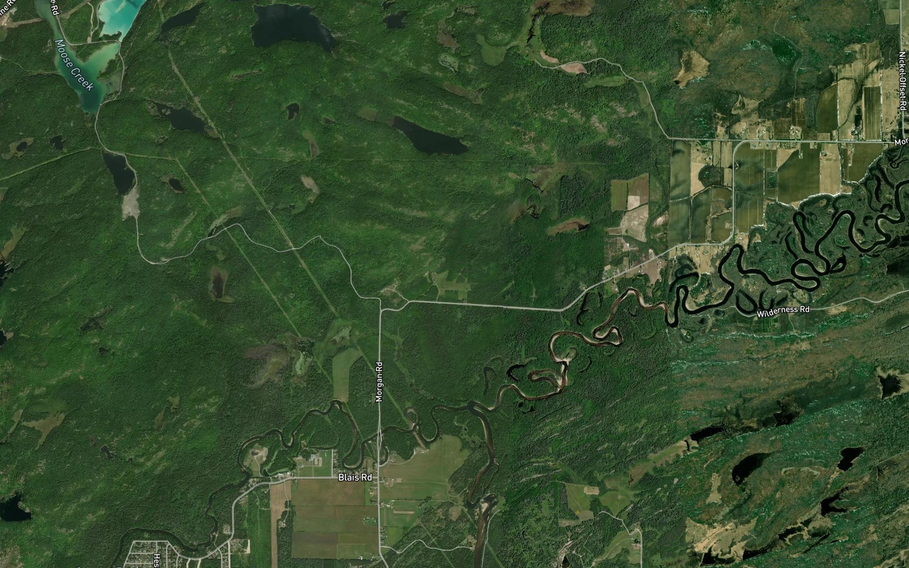 Satellite map of the Onaping River