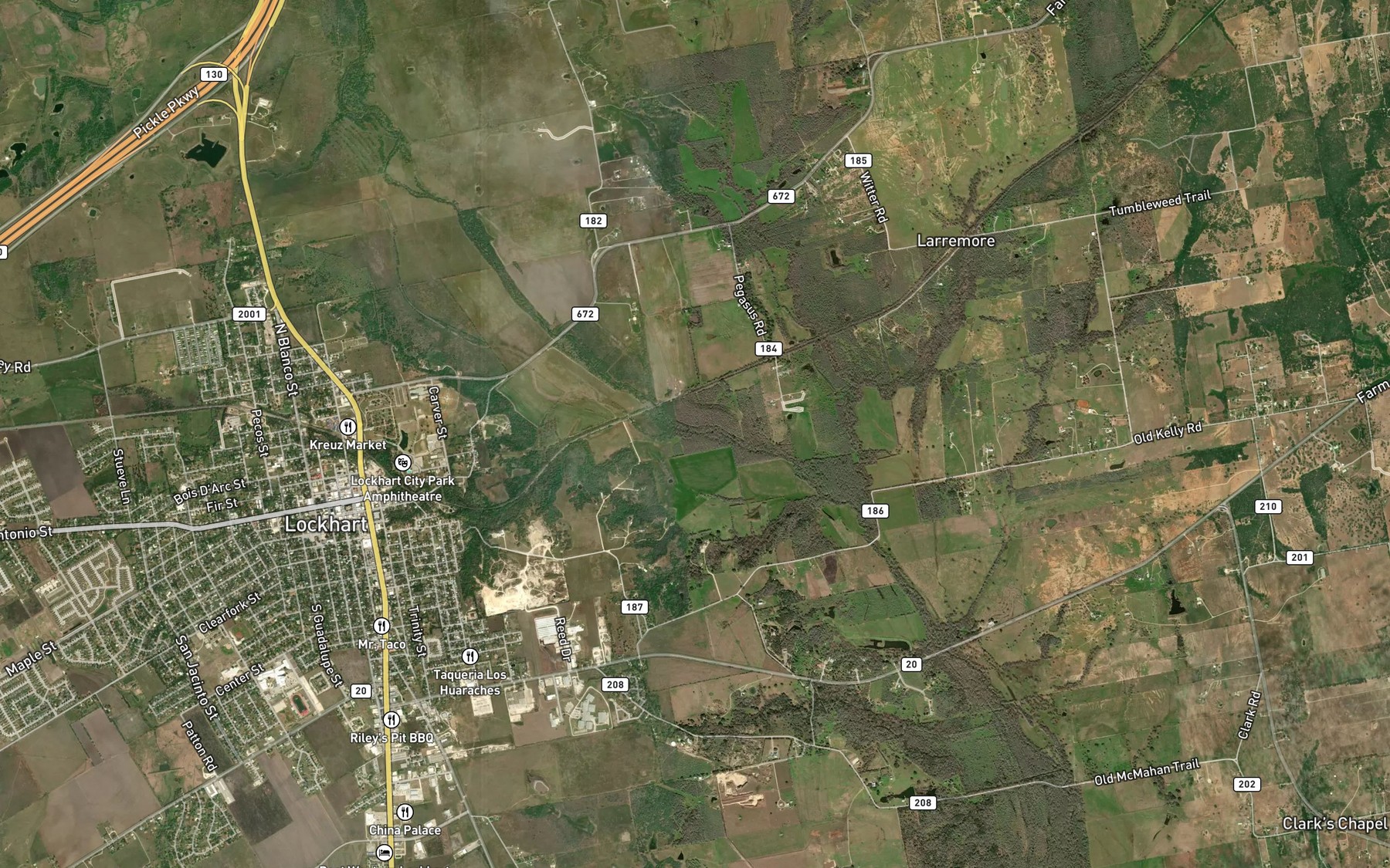 Satellite map of the Town Branch