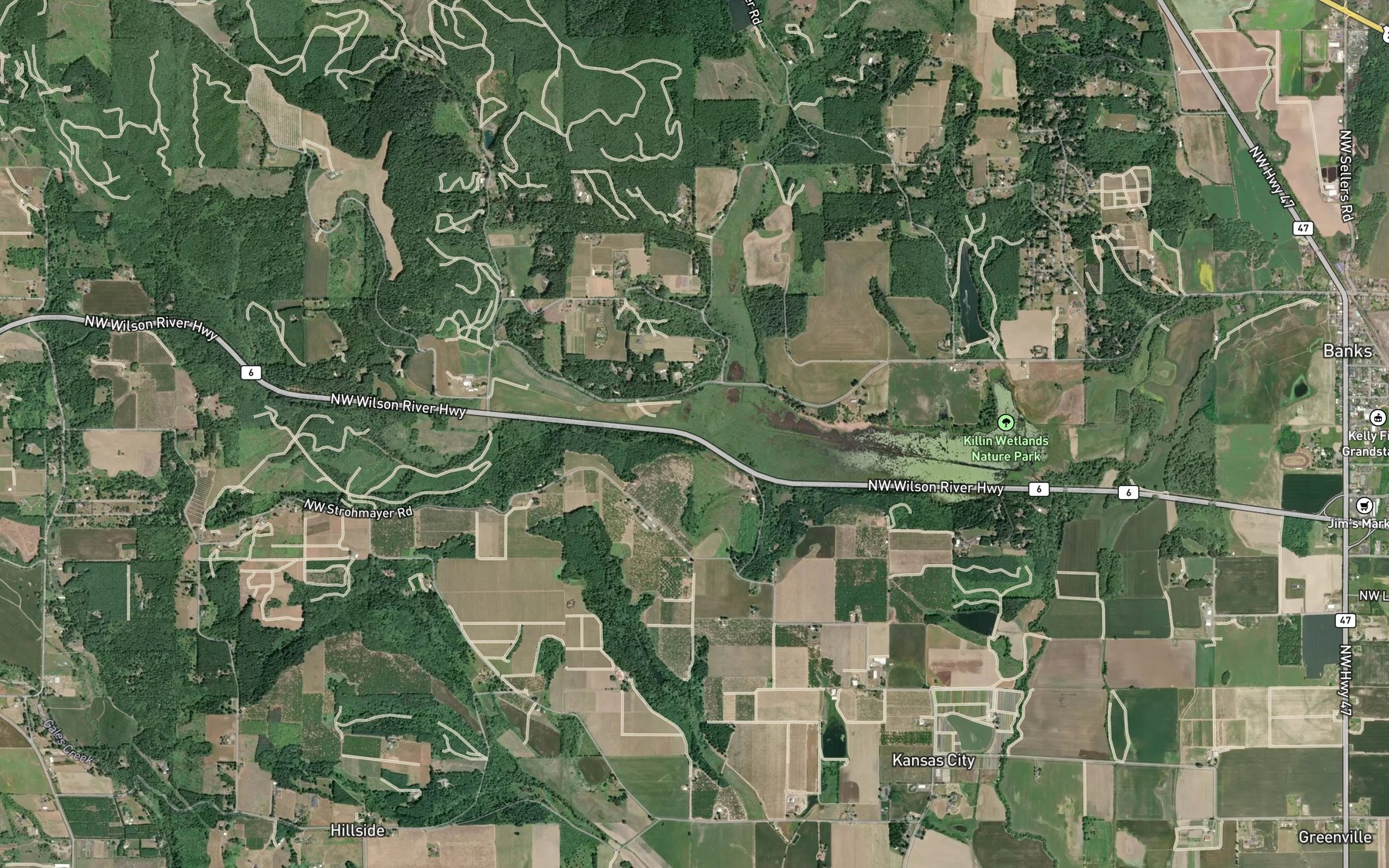 Satellite map of the Sadd Creek