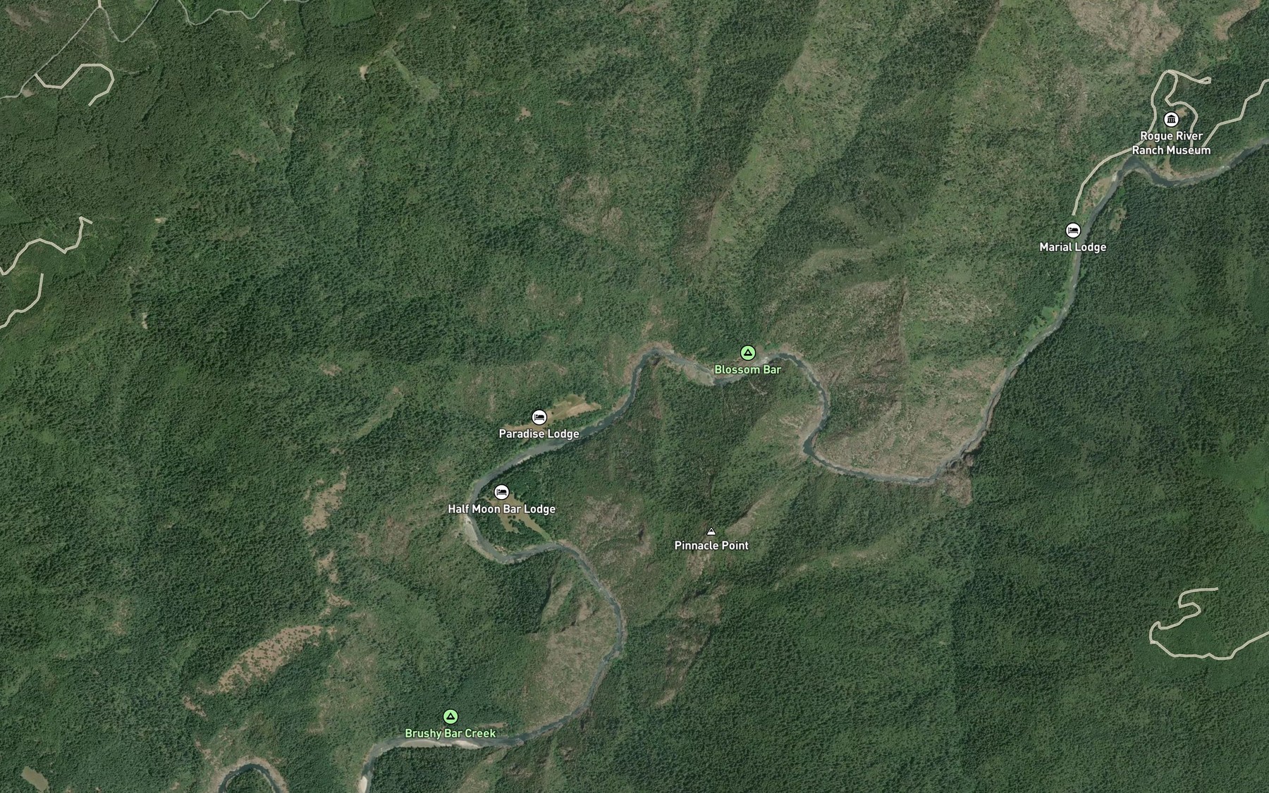 Satellite map of the Paradise Creek