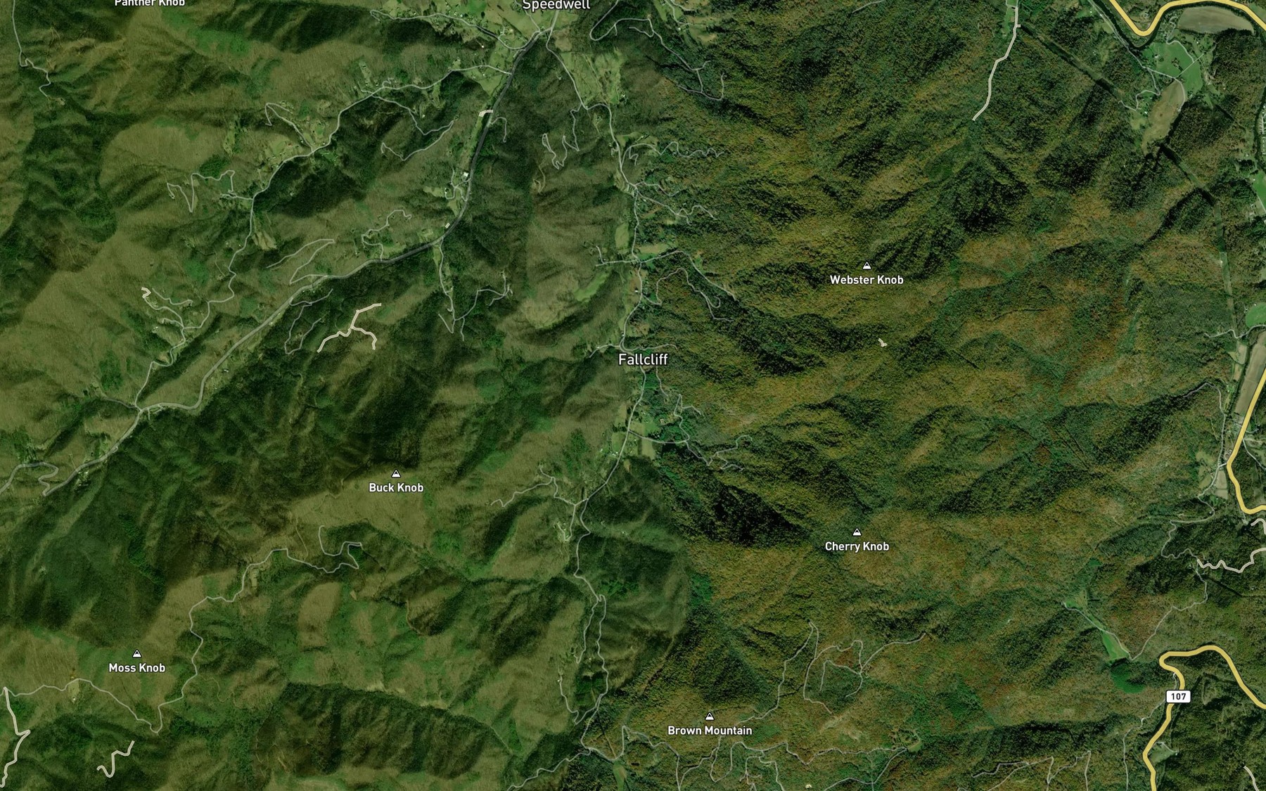 Satellite map of the Cherry Gap Branch