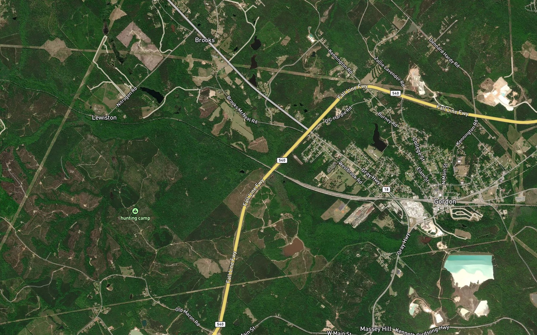 Satellite map of the Hickman Creek
