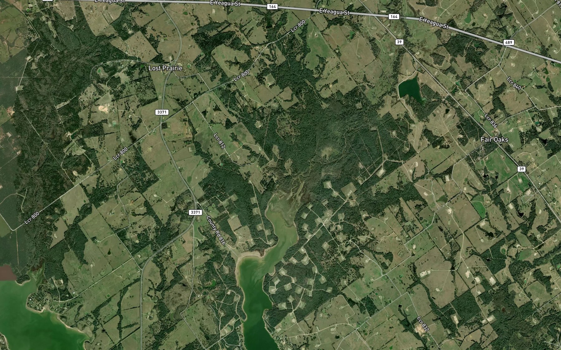 Satellite map of the Sims Lake