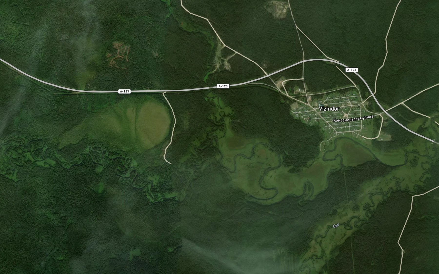 Satellite map of the Vidz'yu