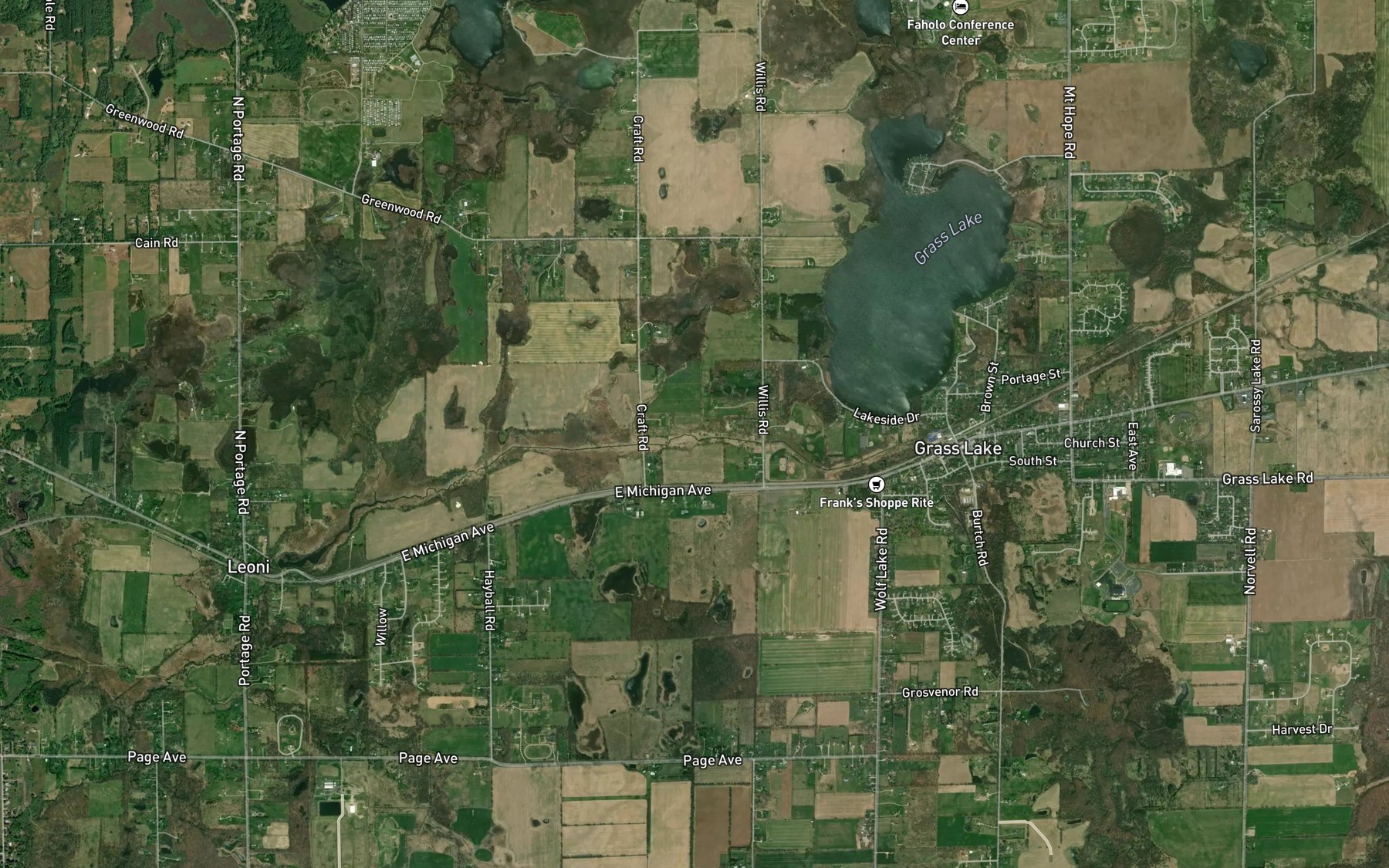 Satellite map of the Grass Lake Drain