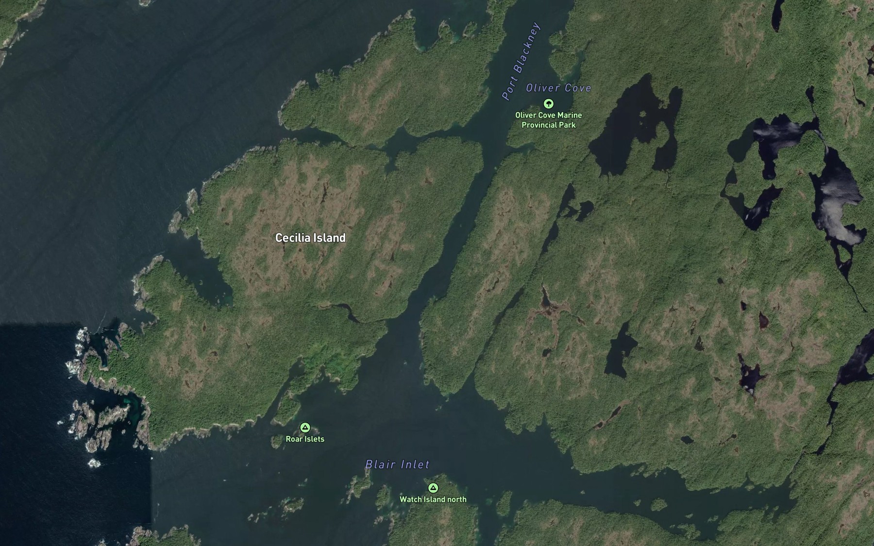 Satellite map of the Reid Passage