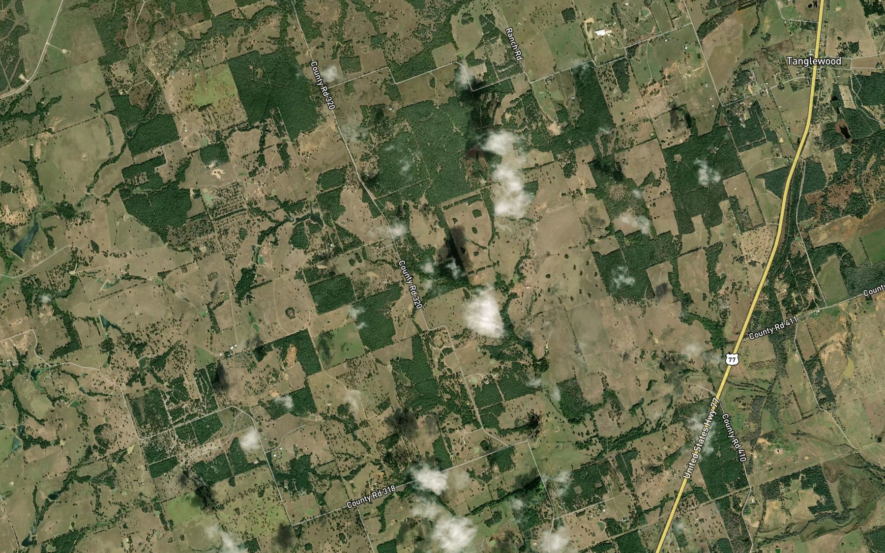 Satellite map of the Pucker Springs Branch