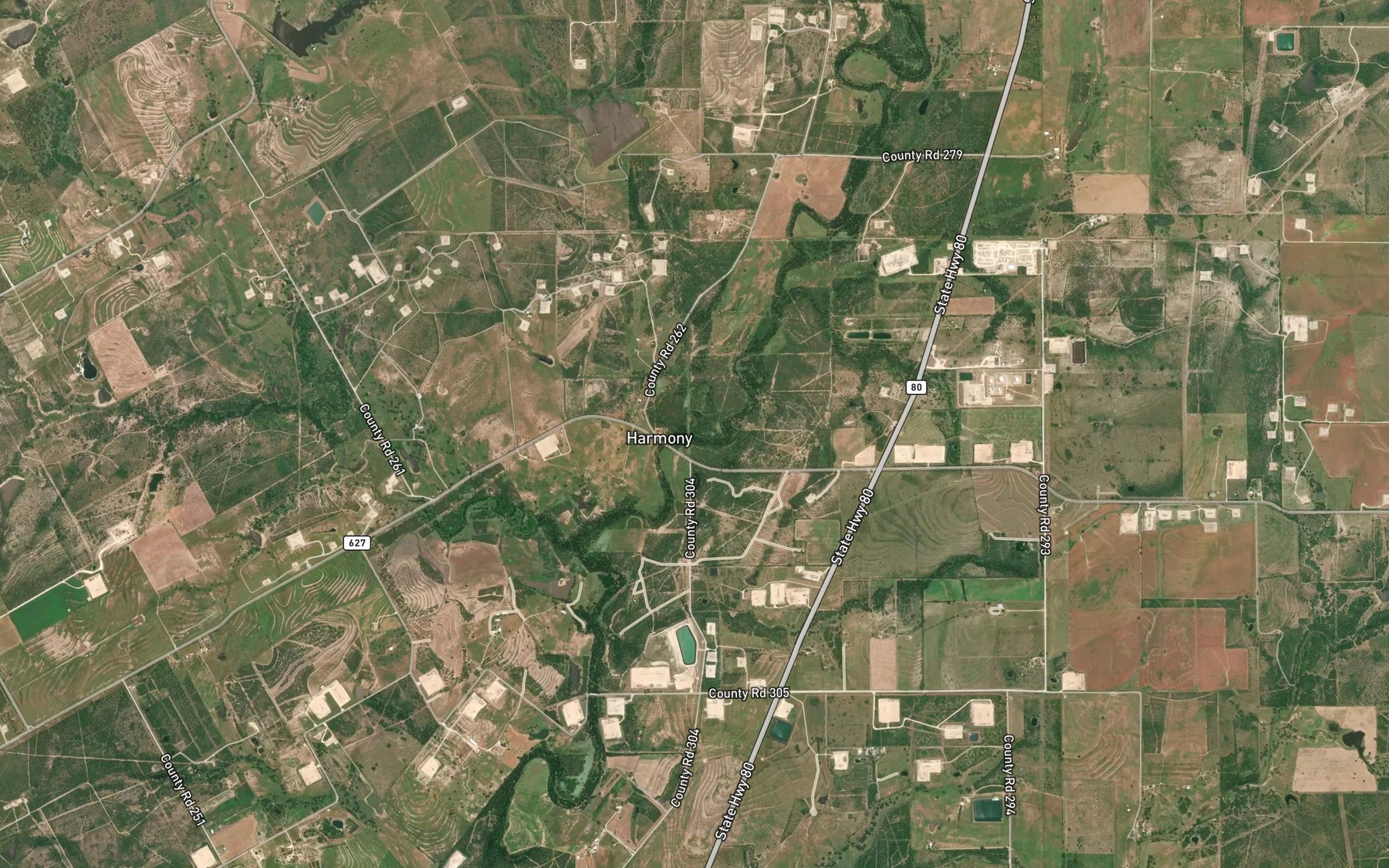 Satellite map of the Pridgeon Creek