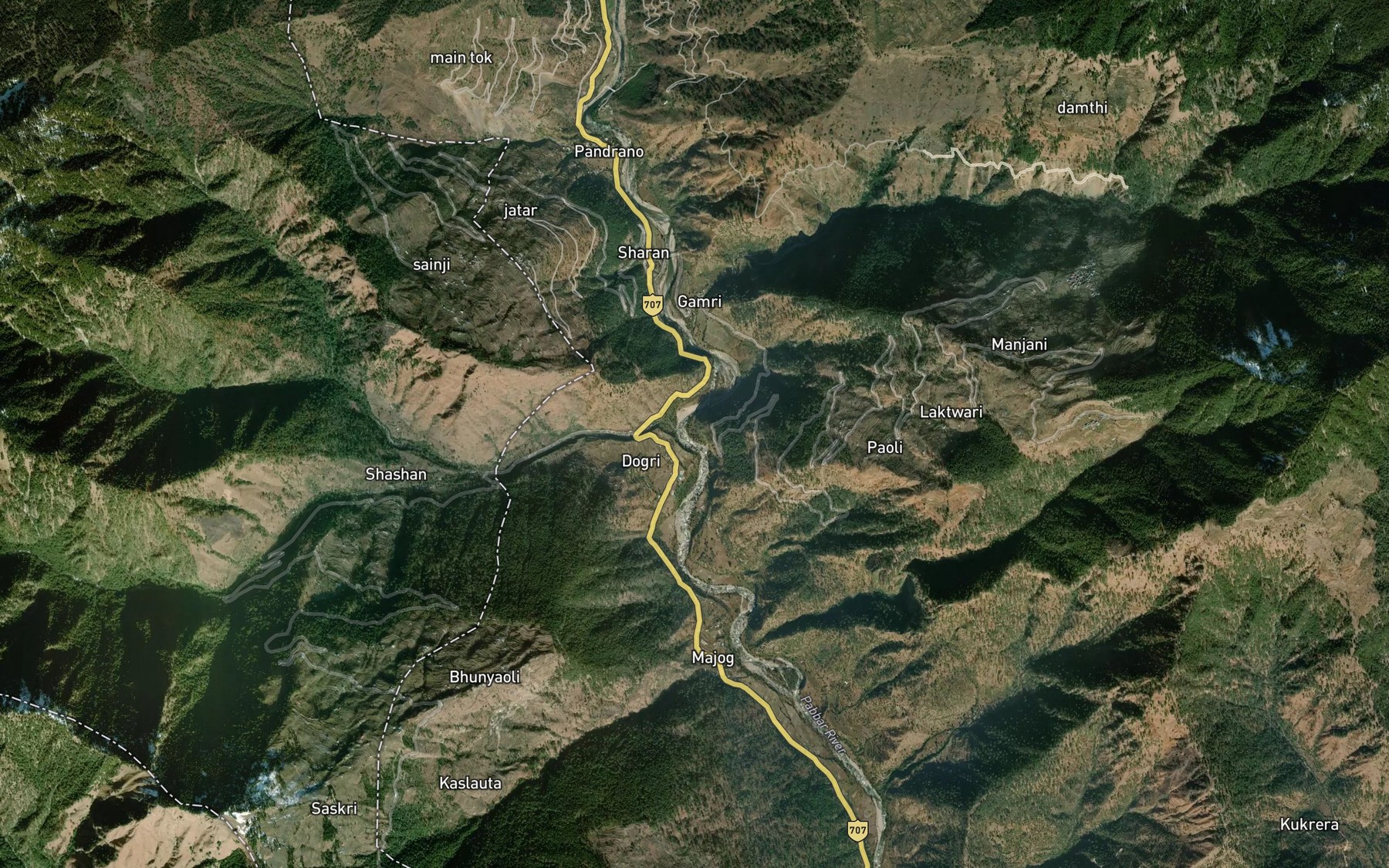 Satellite map of the Kathang Gad