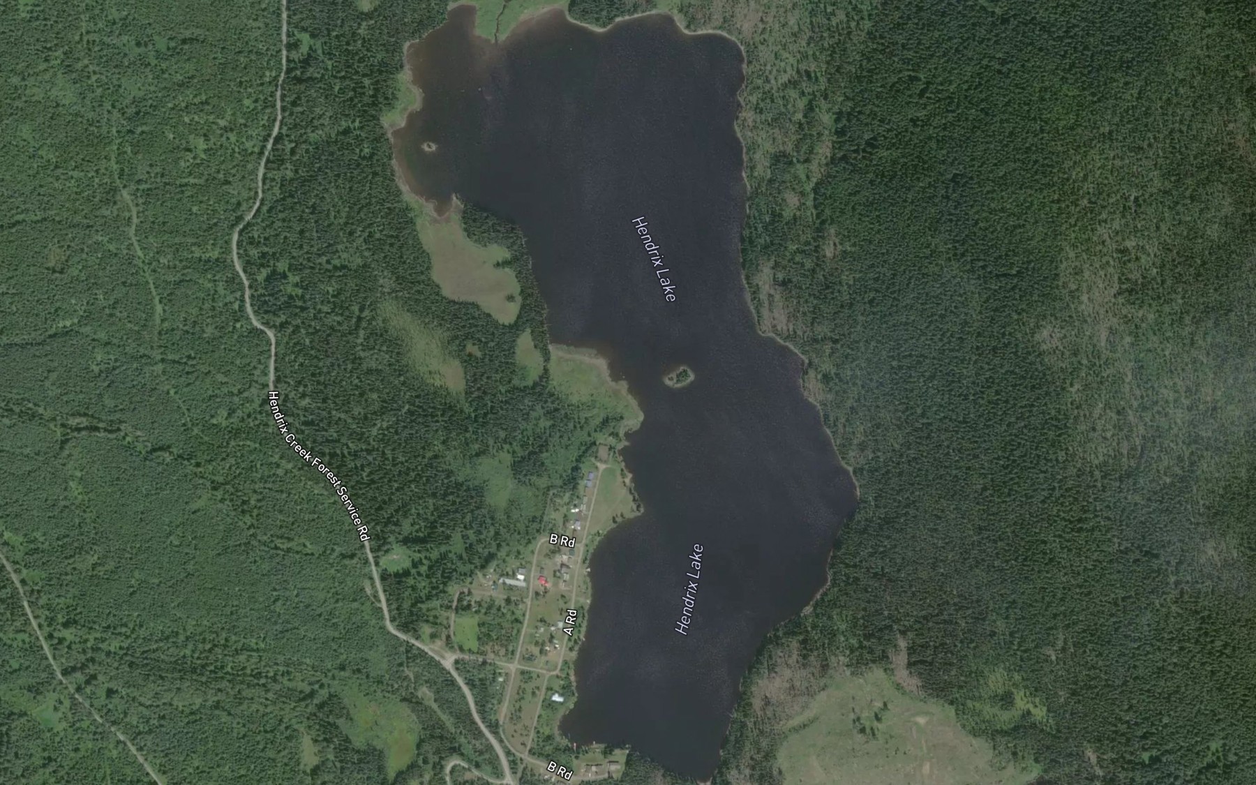 Satellite map of the Hendrix Lake