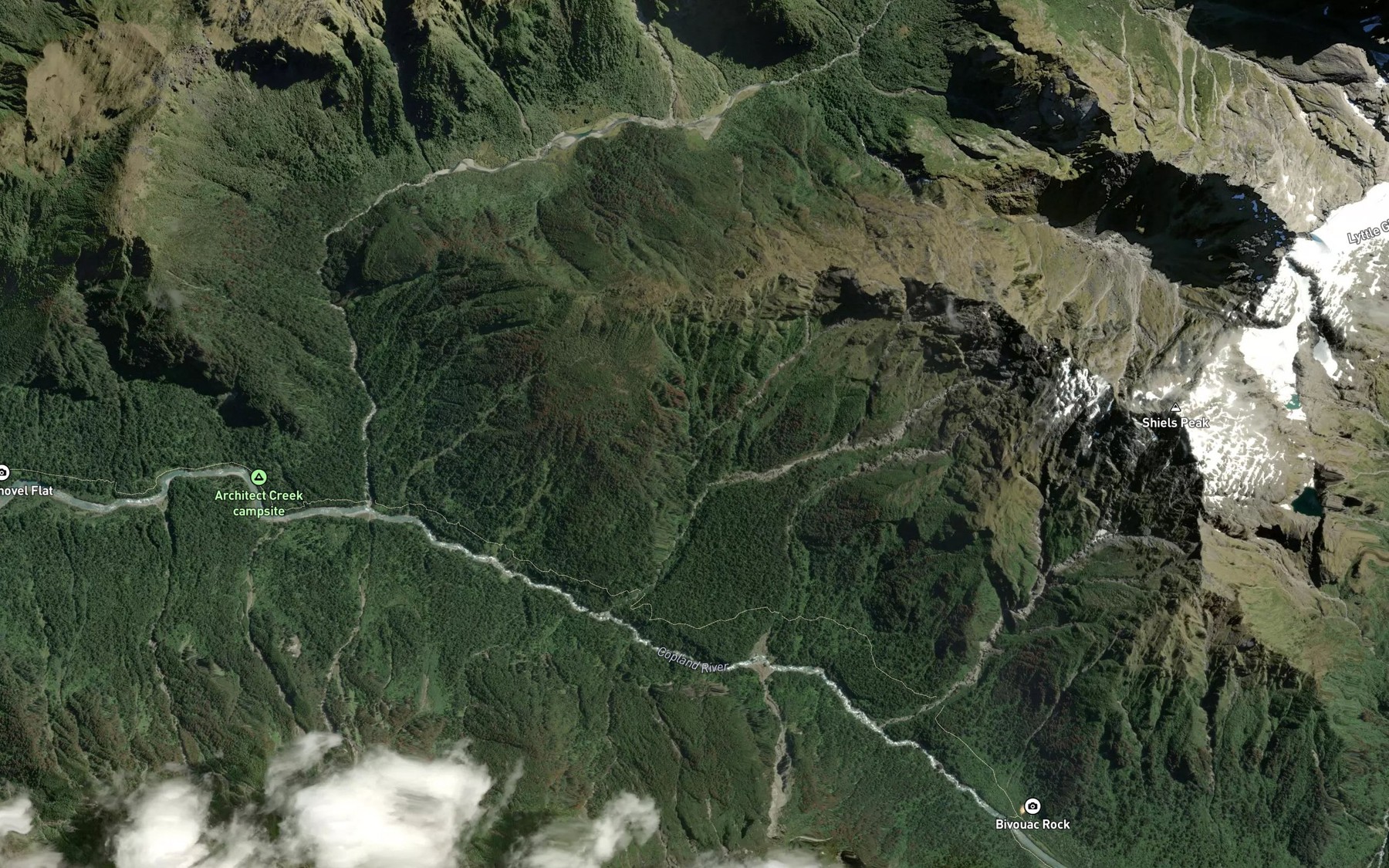 Satellite map of the Open Creek