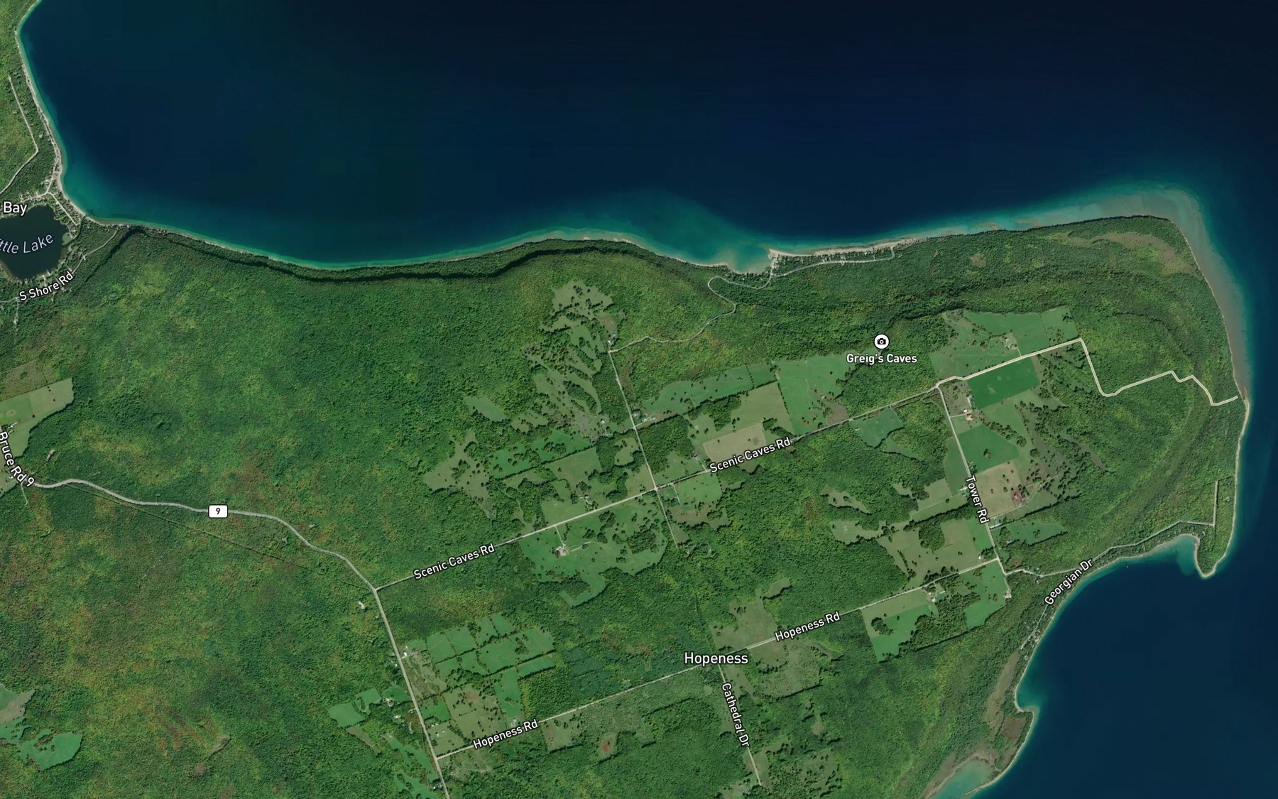 Satellite map of the Rush Cove
