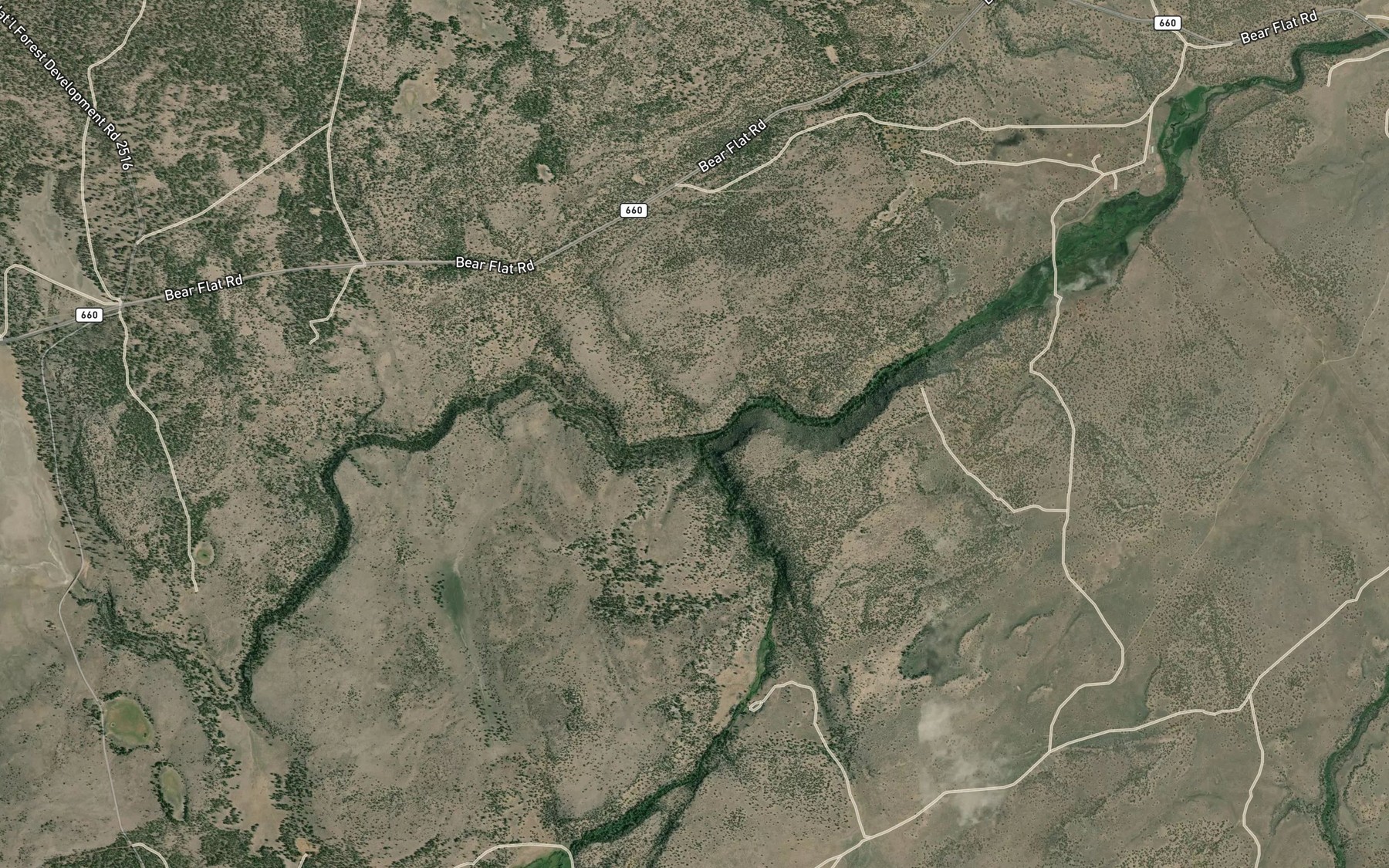 Satellite map of the Bear Creek