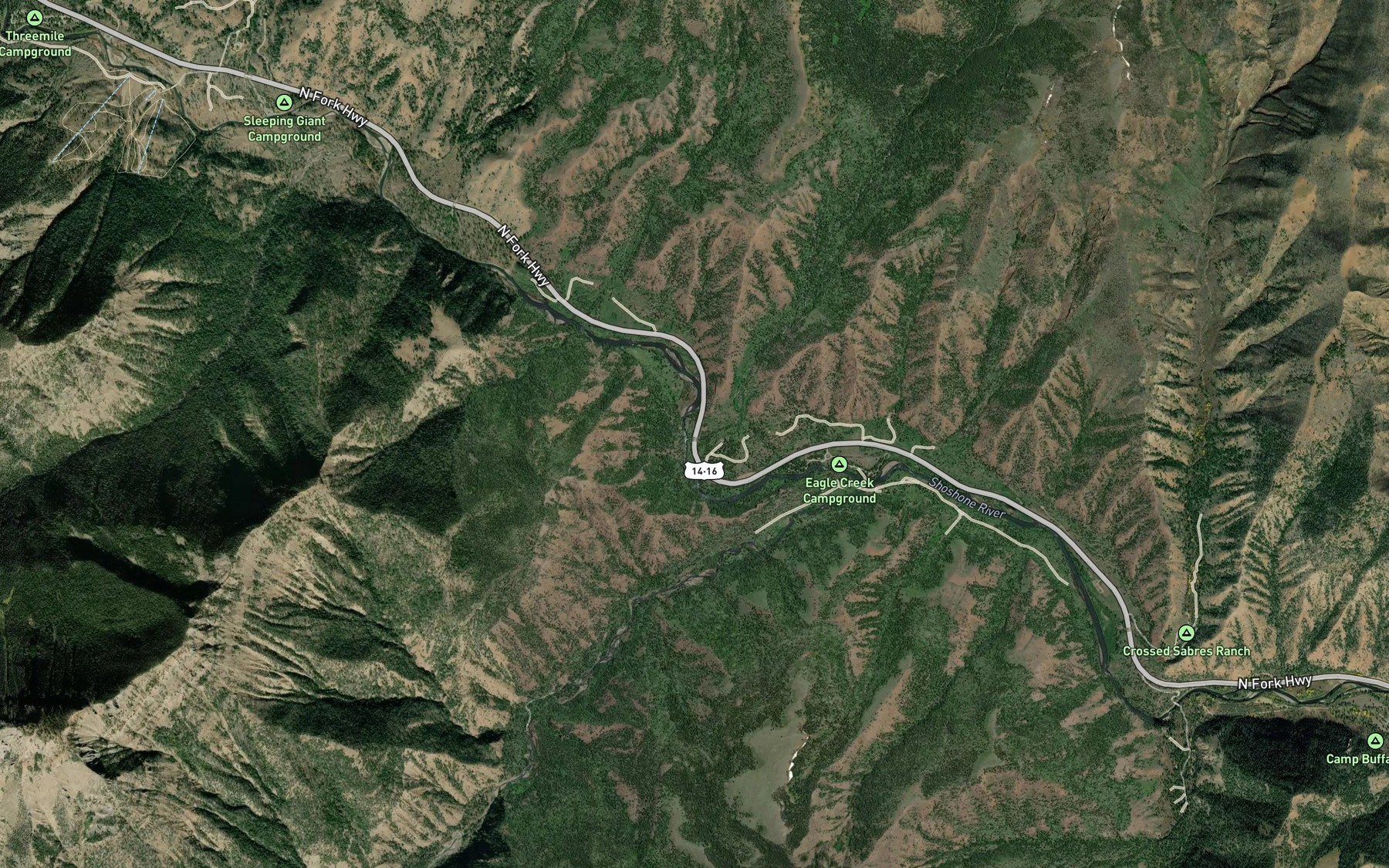 Satellite map of the Mormon Creek