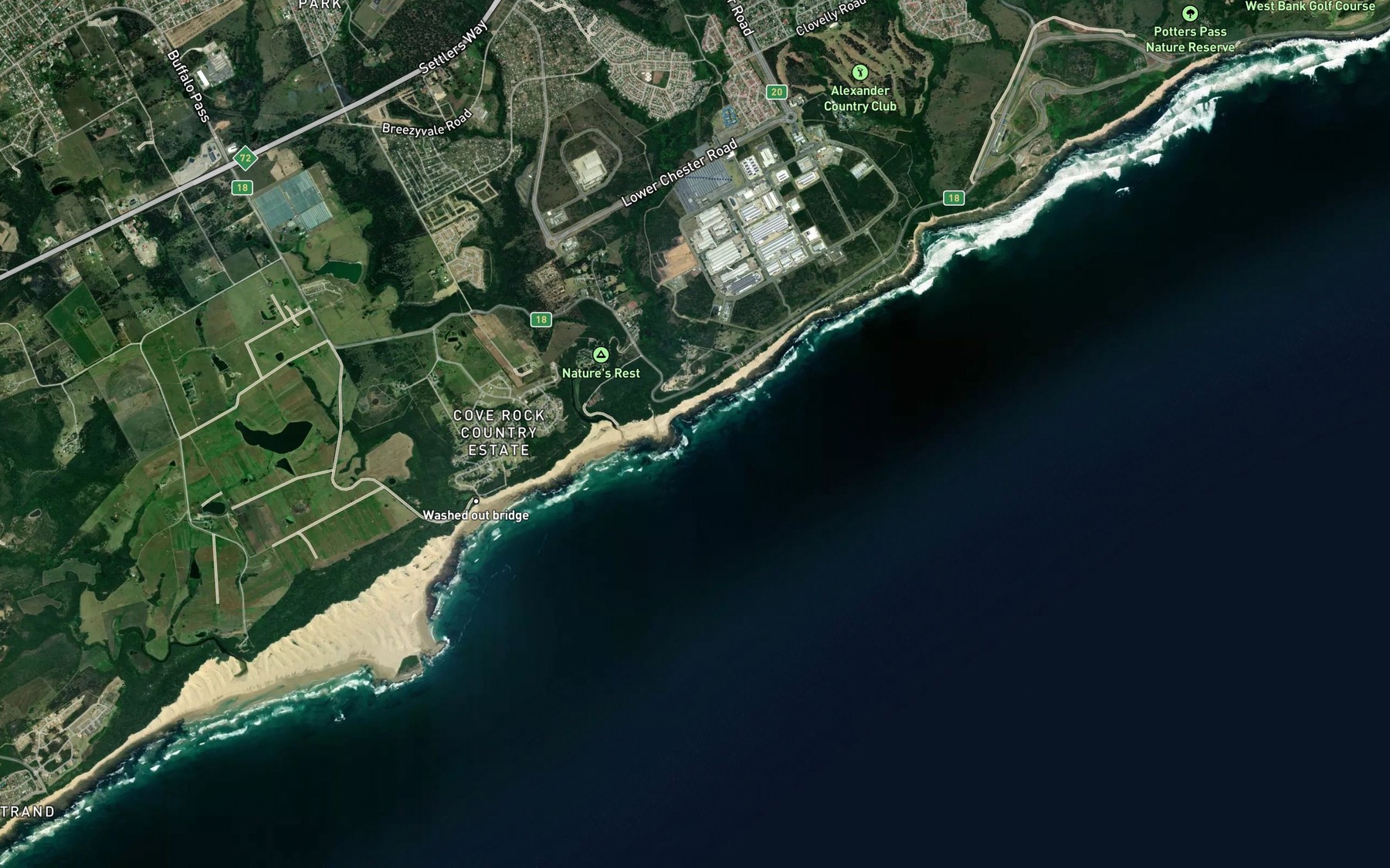 Satellite map of the Leach's Bay