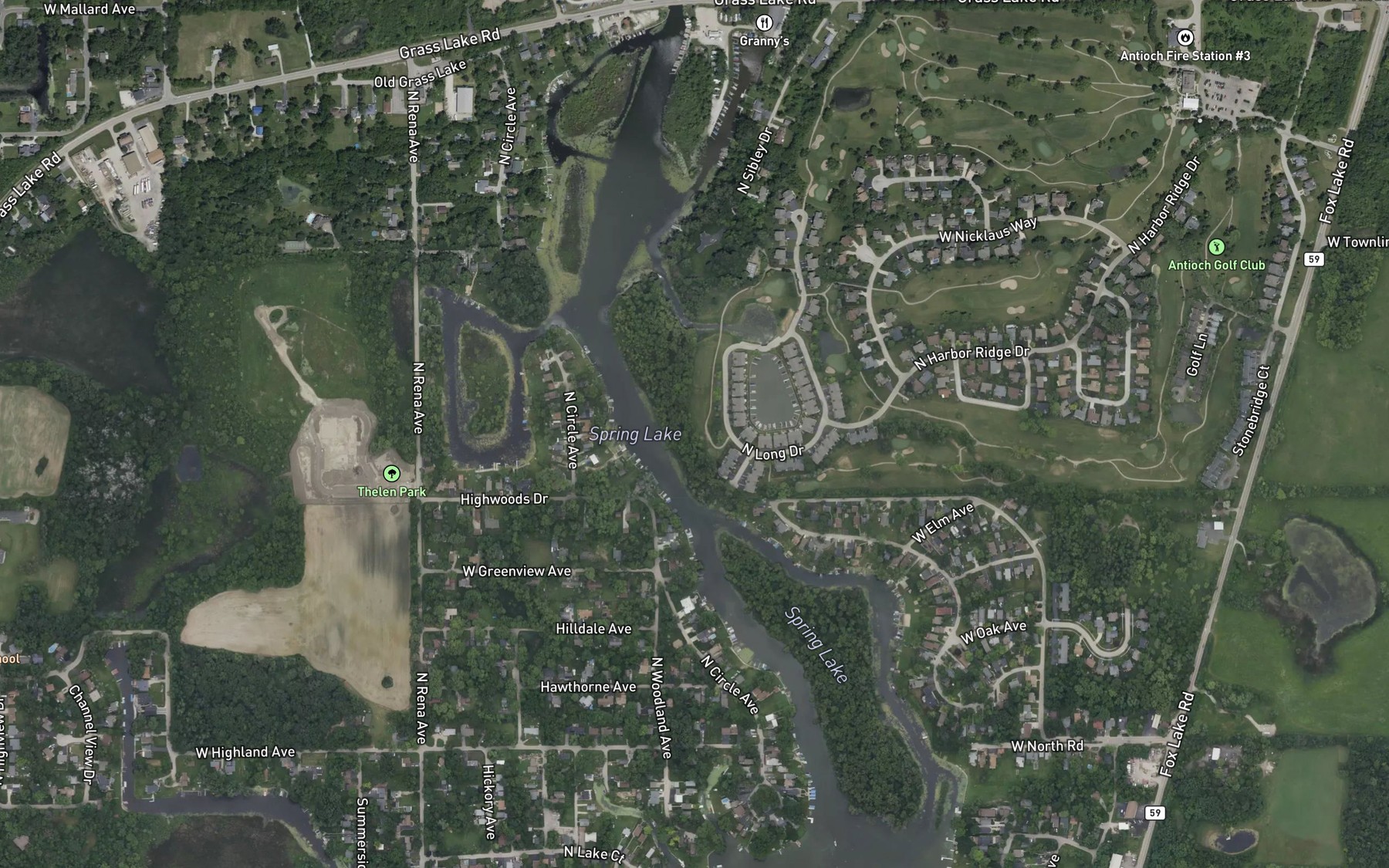 Satellite map of the Spring Lake