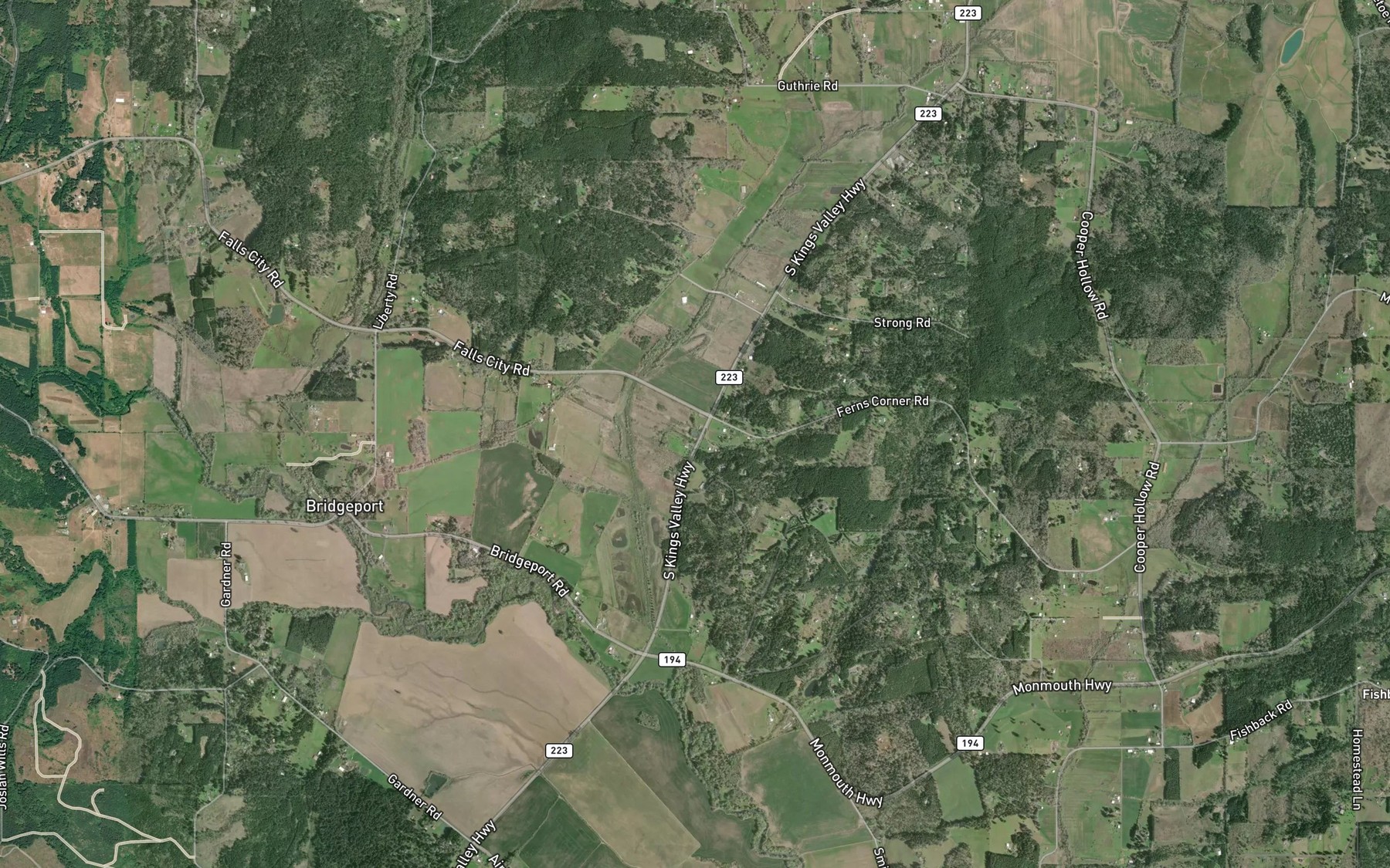 Satellite map of the Bass Reservoir