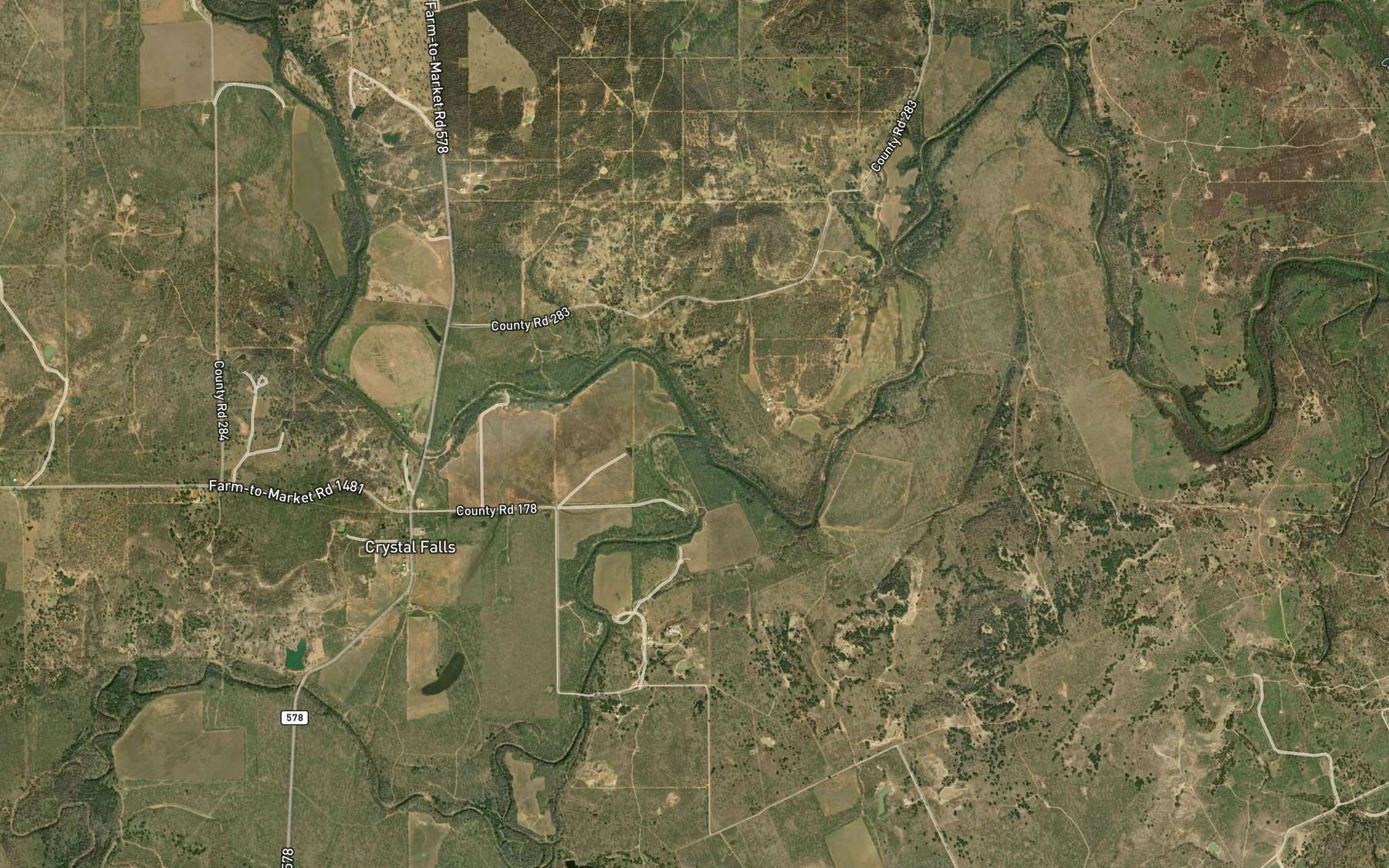 Satellite map of the Hubbard Creek