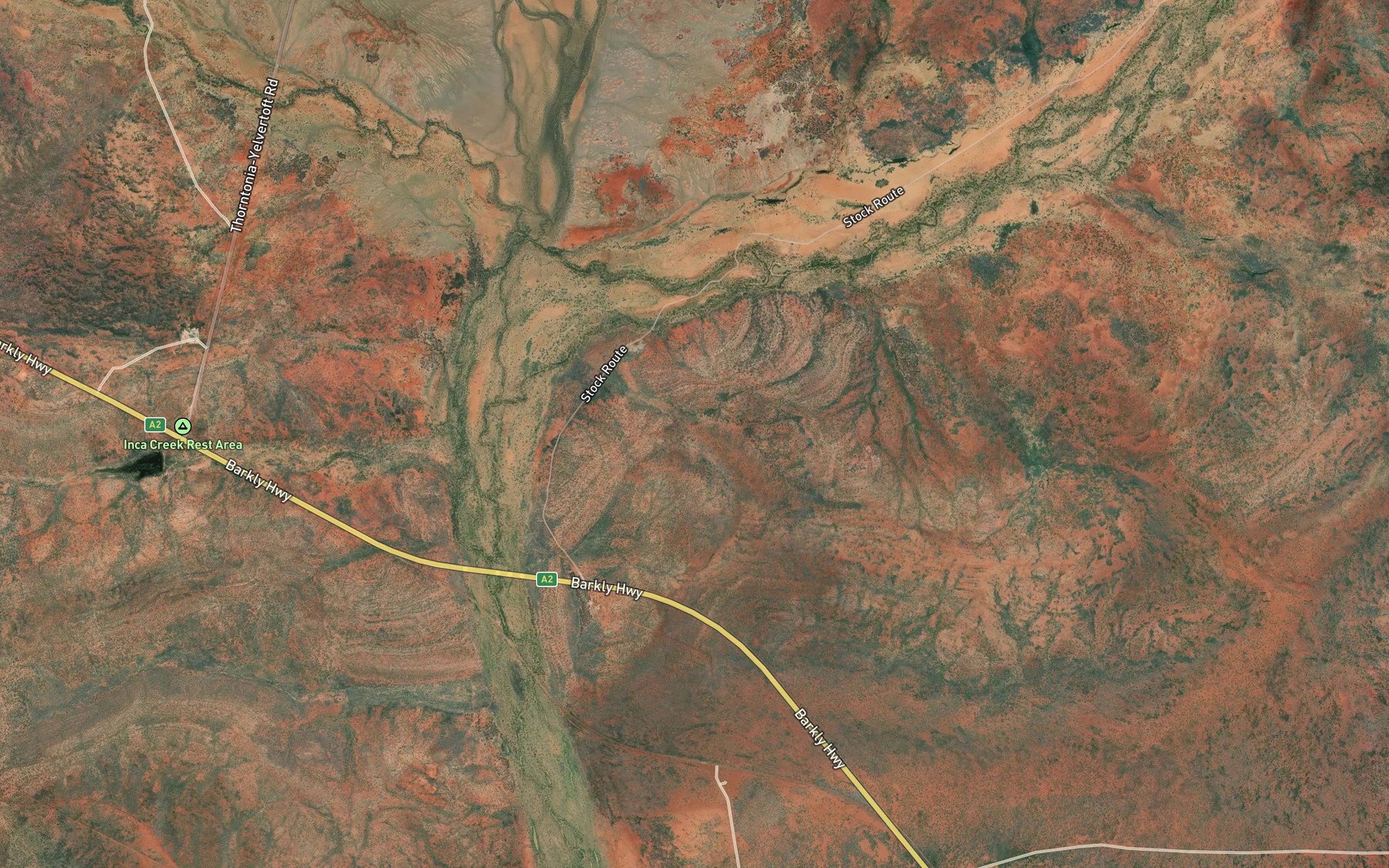 Satellite map of the Plain Creek