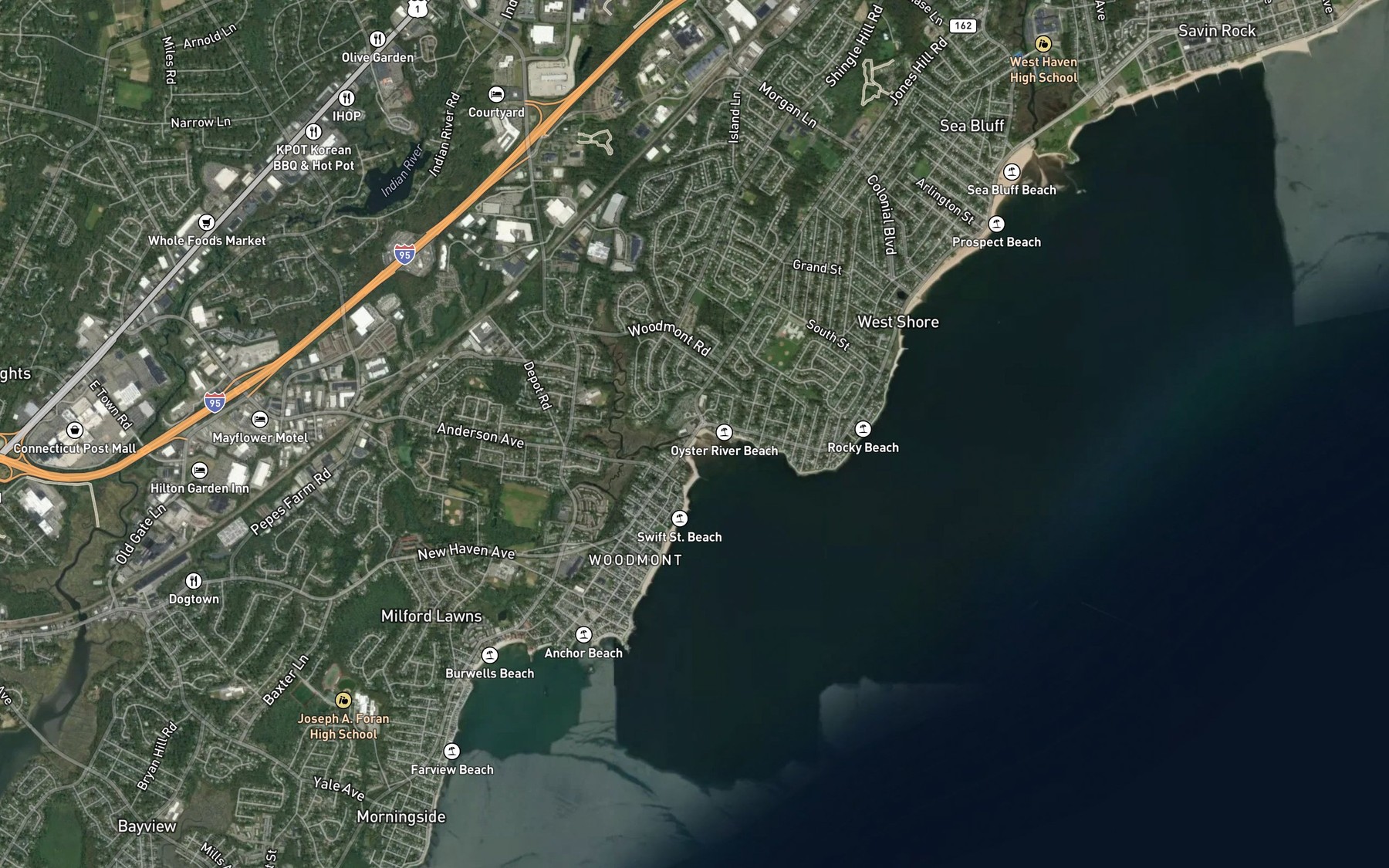 Satellite map of the Oyster River