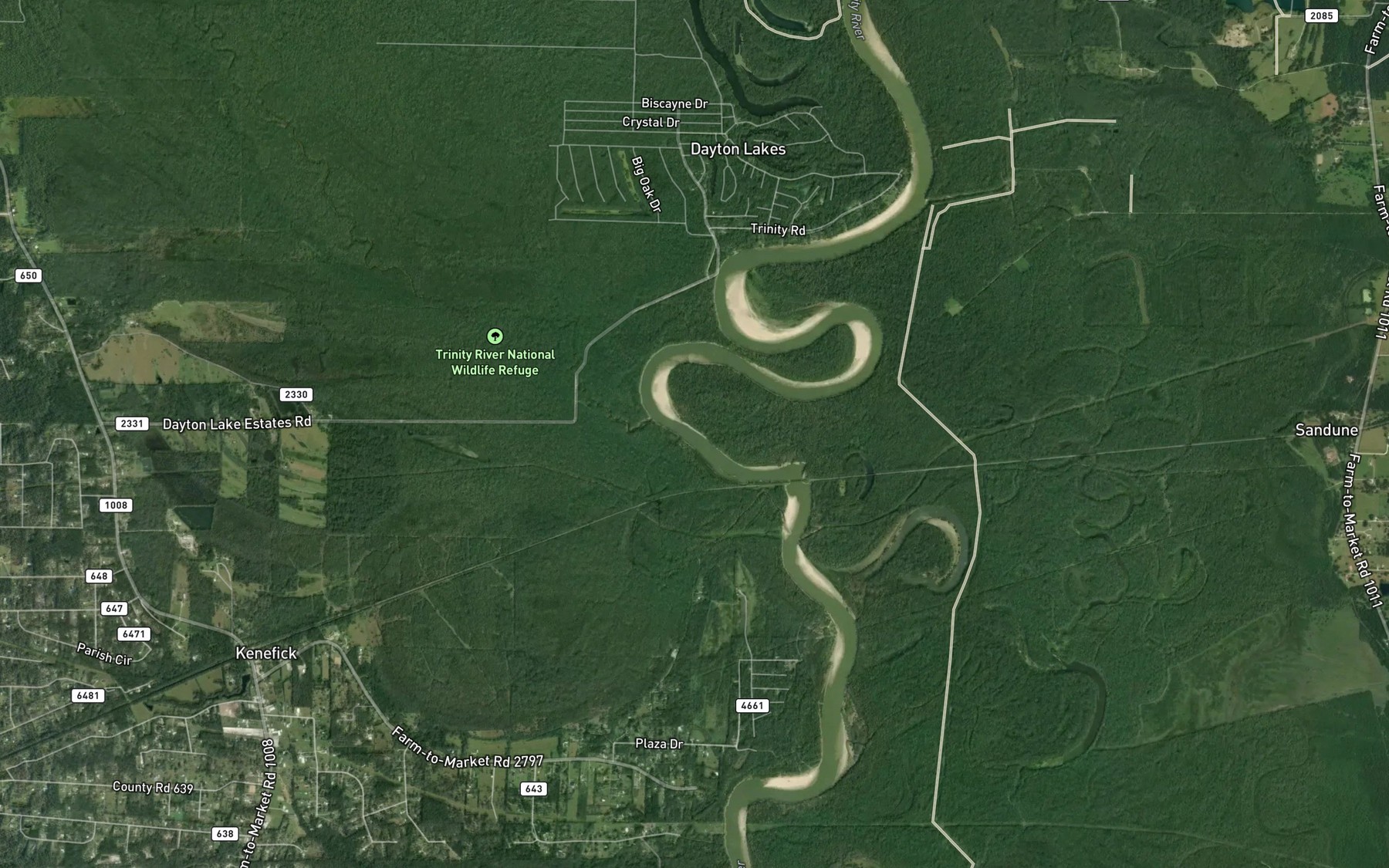 Satellite map of the Gillen Bayou