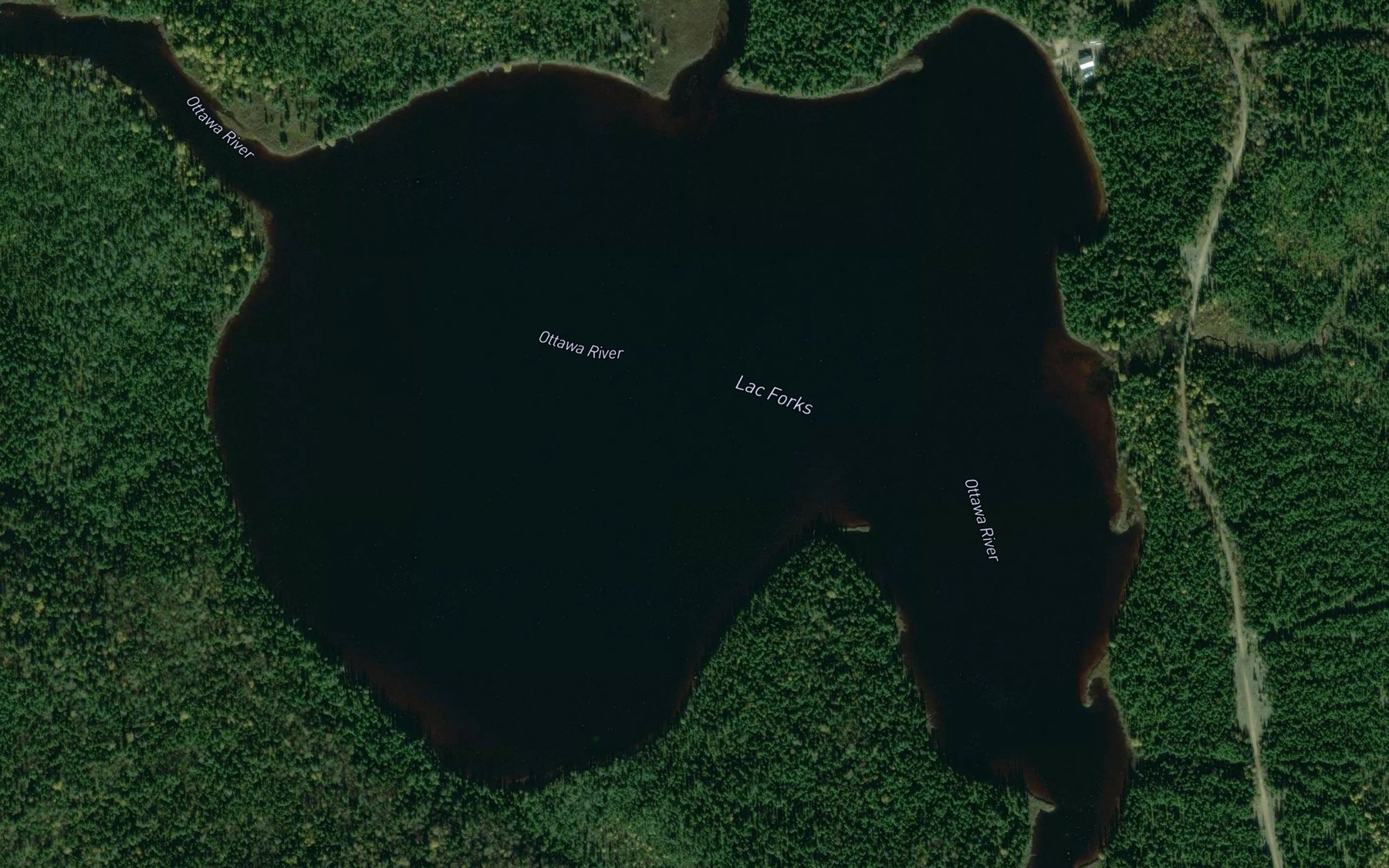 Satellite map of the Lac Forks